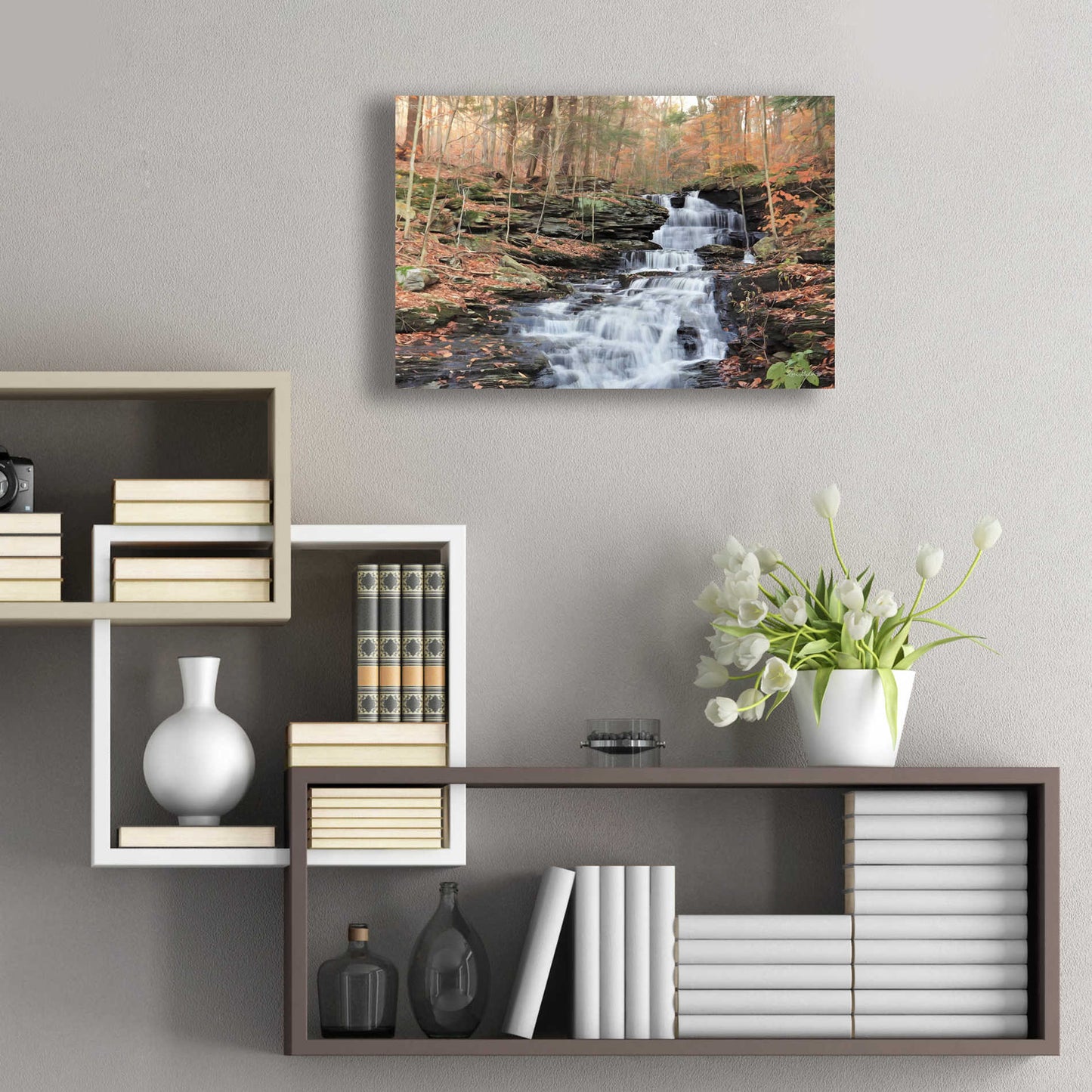 Epic Art 'Waterfall Steps at Pigeon Run' by Lori Deiter Acrylic Glass Wall Art,24x16