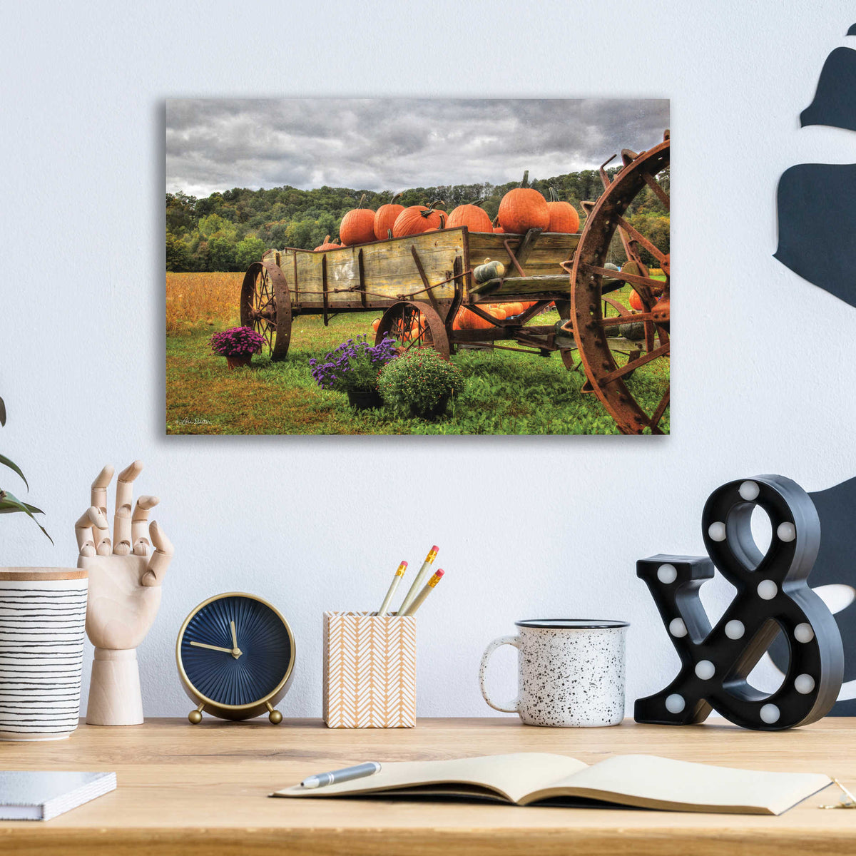 Epic Art 'Pumpkin Wagon' by Lori Deiter Acrylic Glass Wall Art,16x12