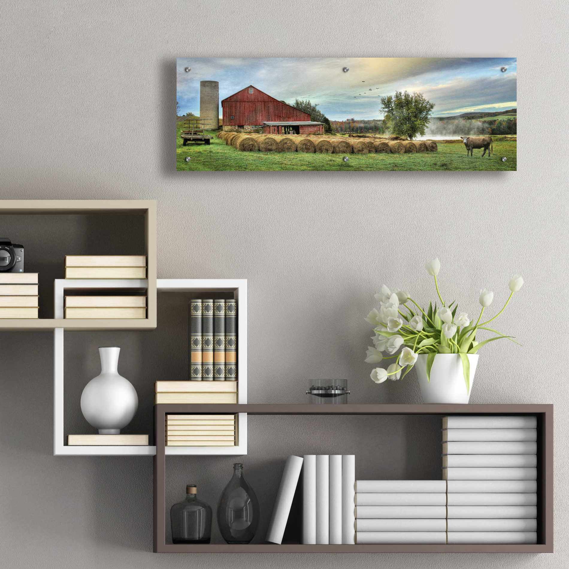 Epic Art 'Hay Harvest' by Lori Deiter Acrylic Glass Wall Art,36x12