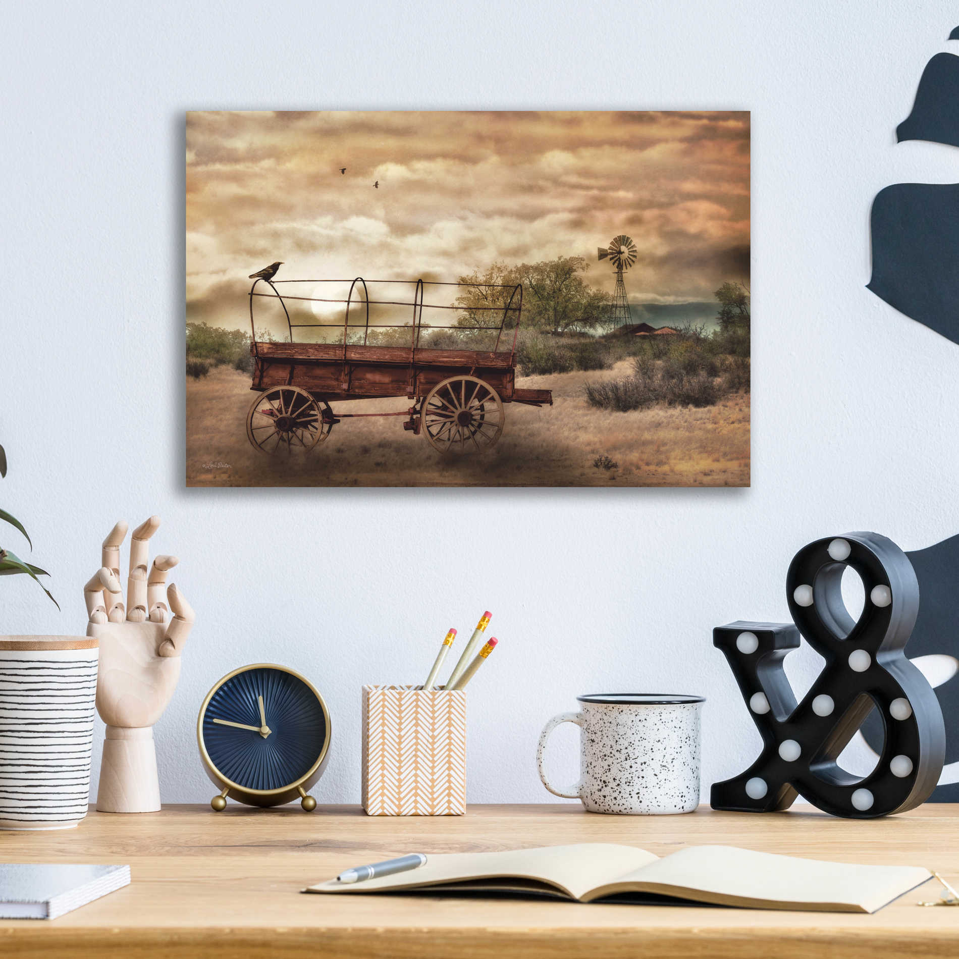 Epic Art 'Desert Wagon' by Lori Deiter Acrylic Glass Wall Art,16x12