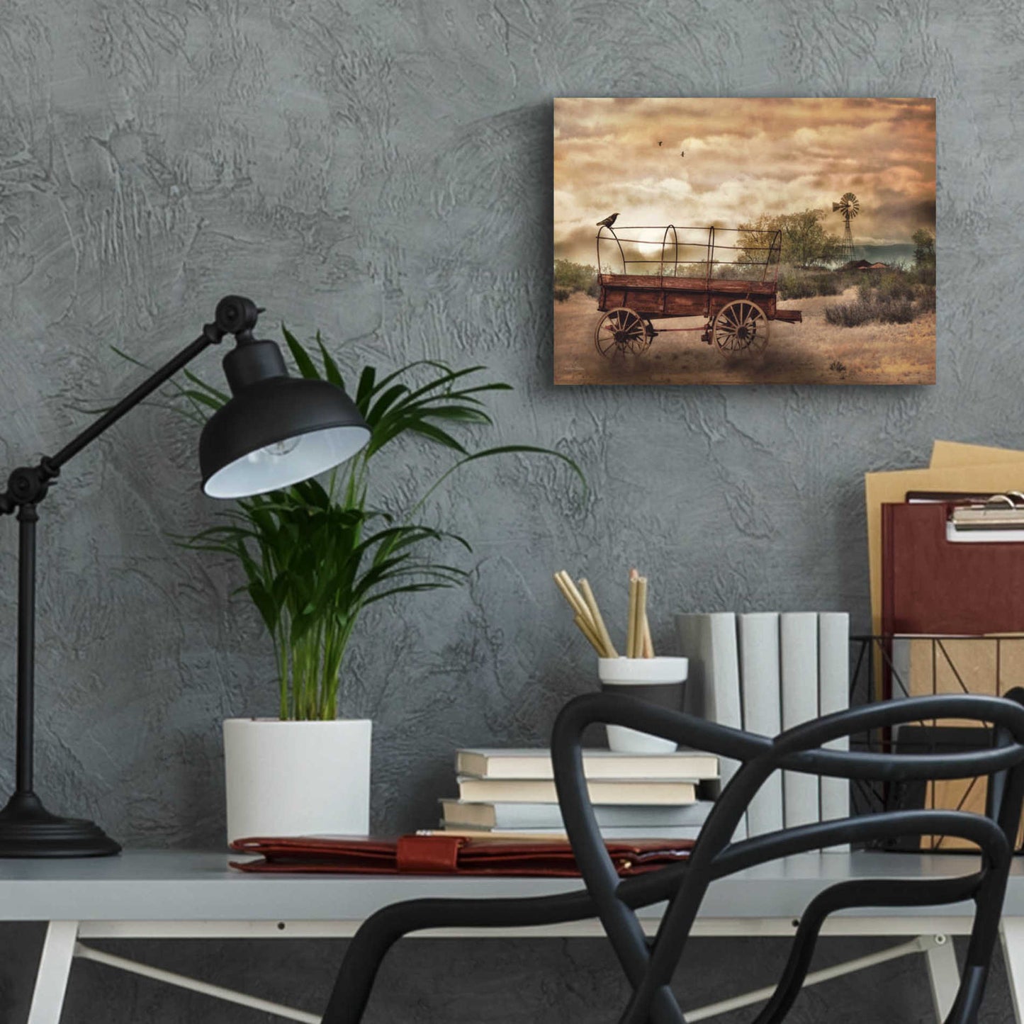 Epic Art 'Desert Wagon' by Lori Deiter Acrylic Glass Wall Art,16x12