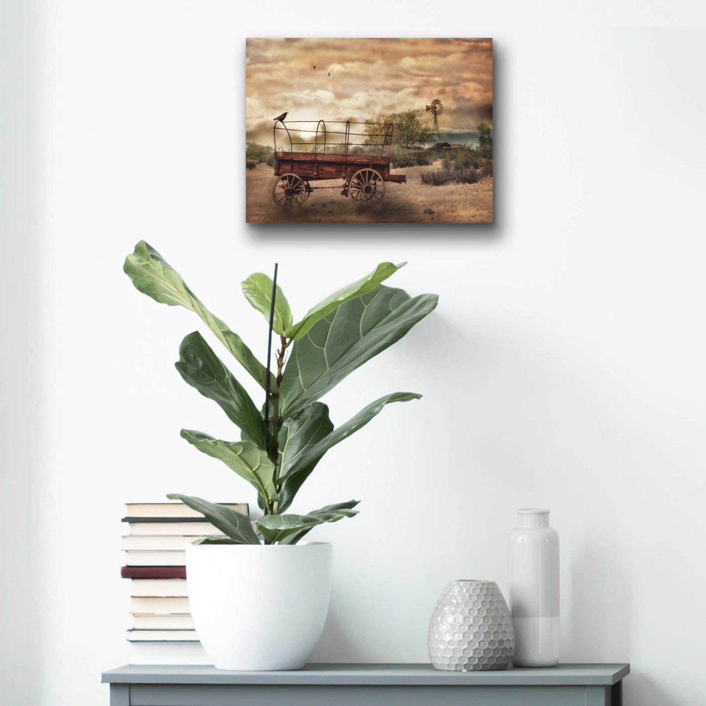 Epic Art 'Desert Wagon' by Lori Deiter Acrylic Glass Wall Art,16x12