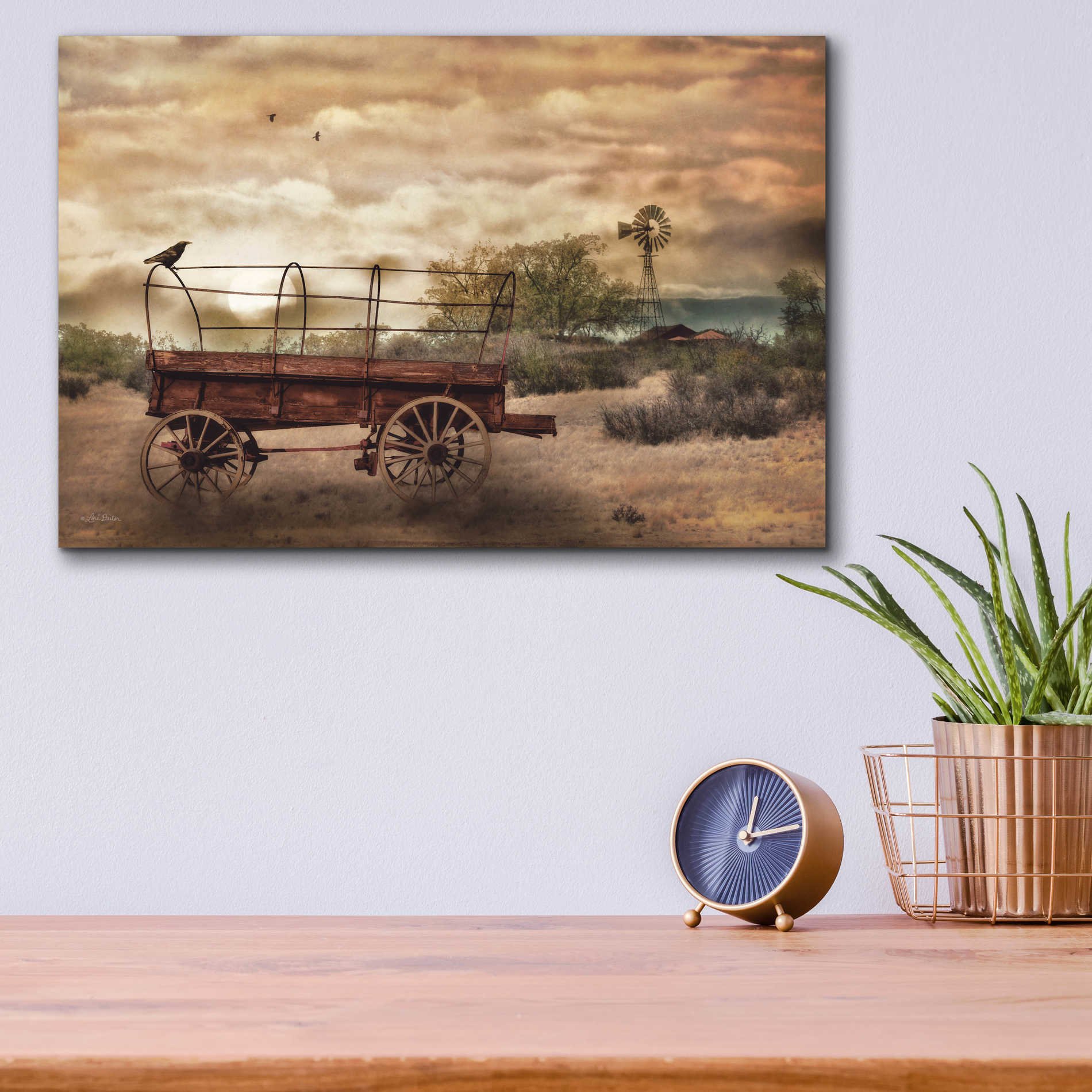 Epic Art 'Desert Wagon' by Lori Deiter Acrylic Glass Wall Art,16x12
