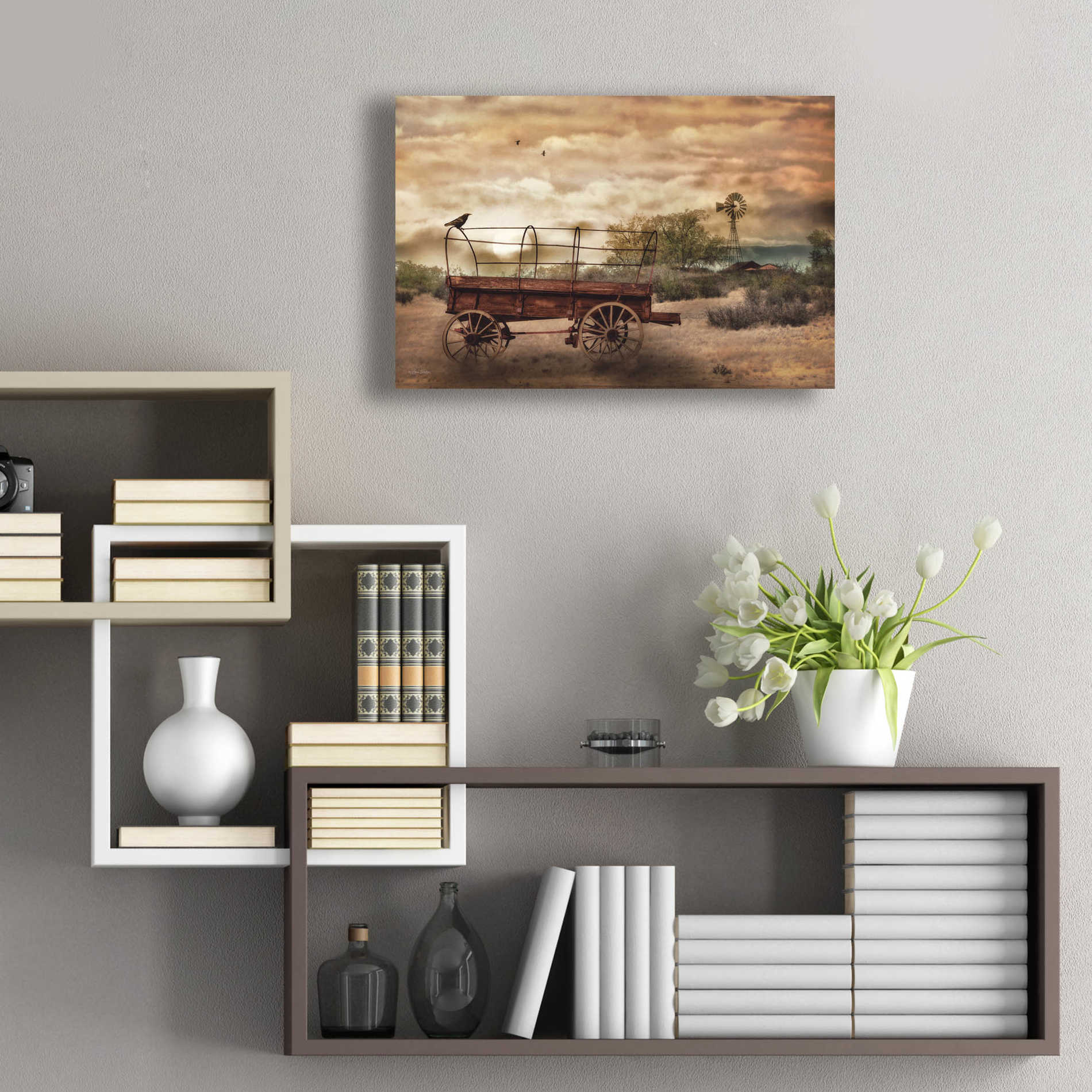 Epic Art 'Desert Wagon' by Lori Deiter Acrylic Glass Wall Art,24x16