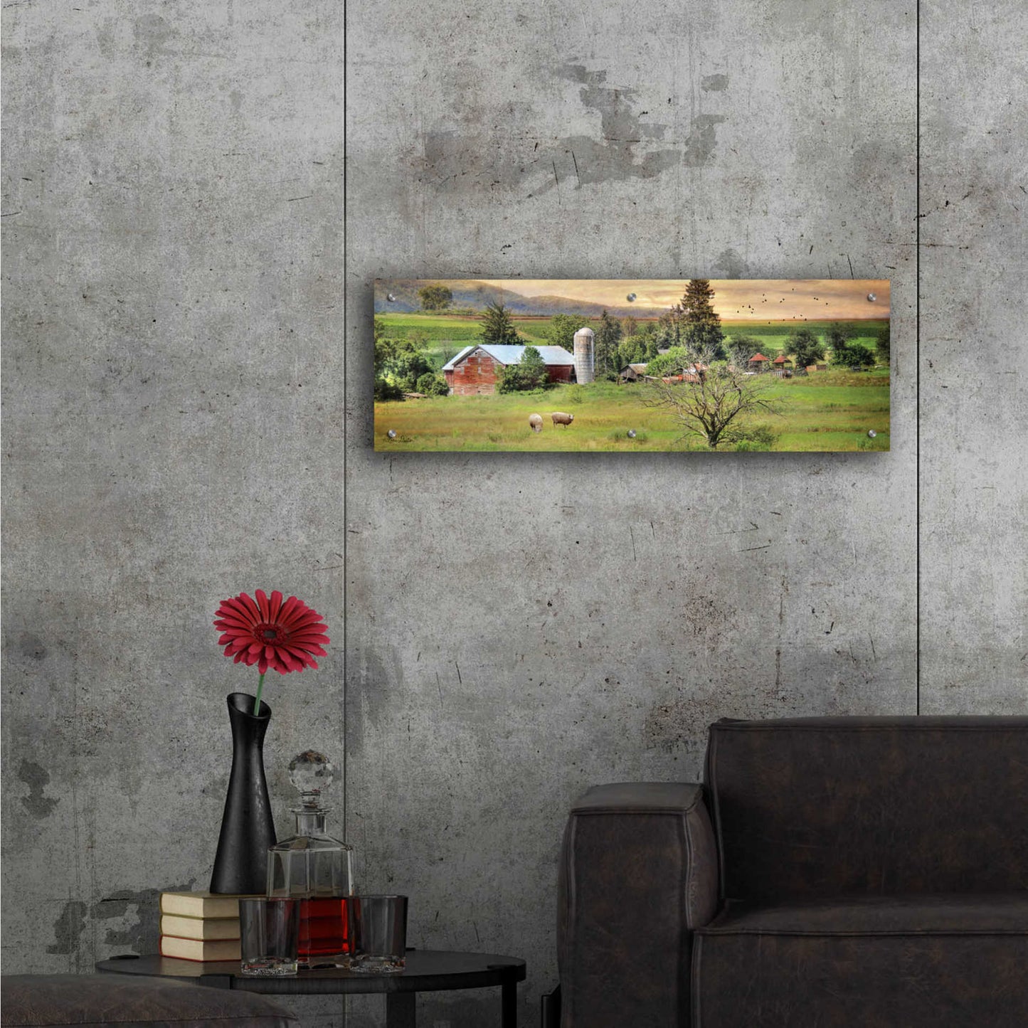 Epic Art 'Grazing Sheet' by Lori Deiter Acrylic Glass Wall Art,36x12