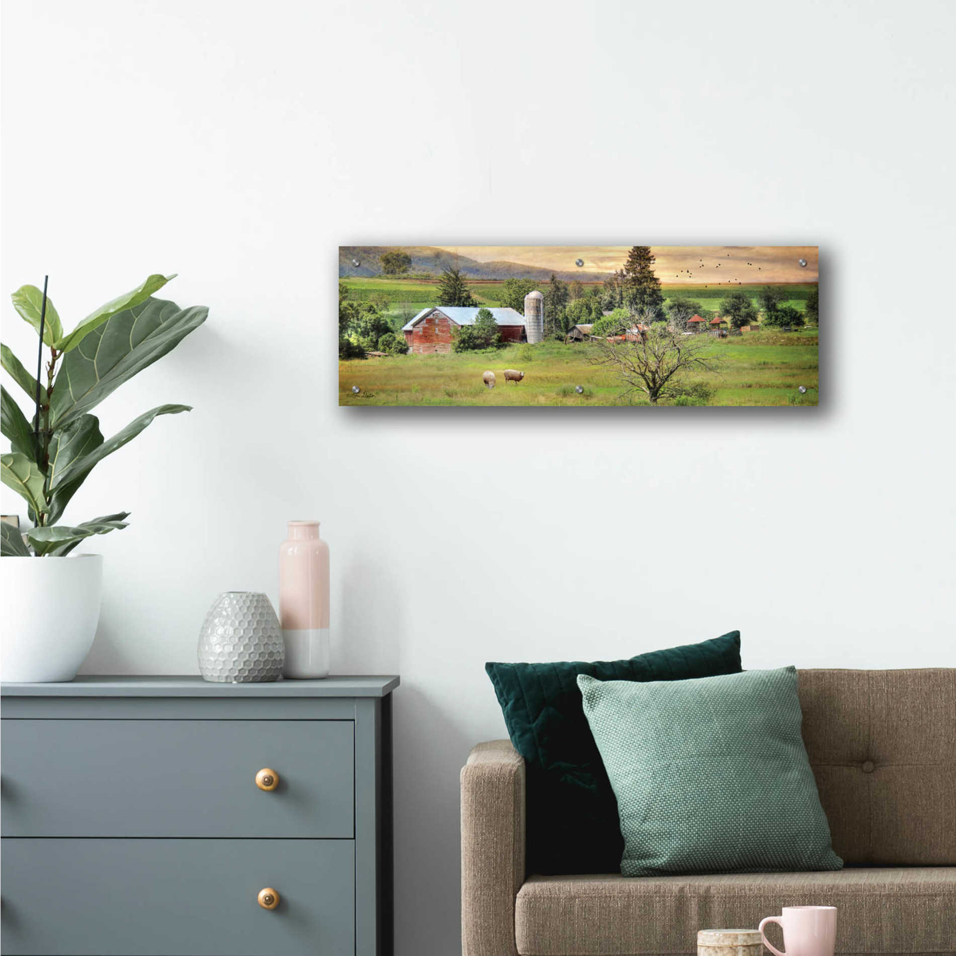 Epic Art 'Grazing Sheet' by Lori Deiter Acrylic Glass Wall Art,36x12