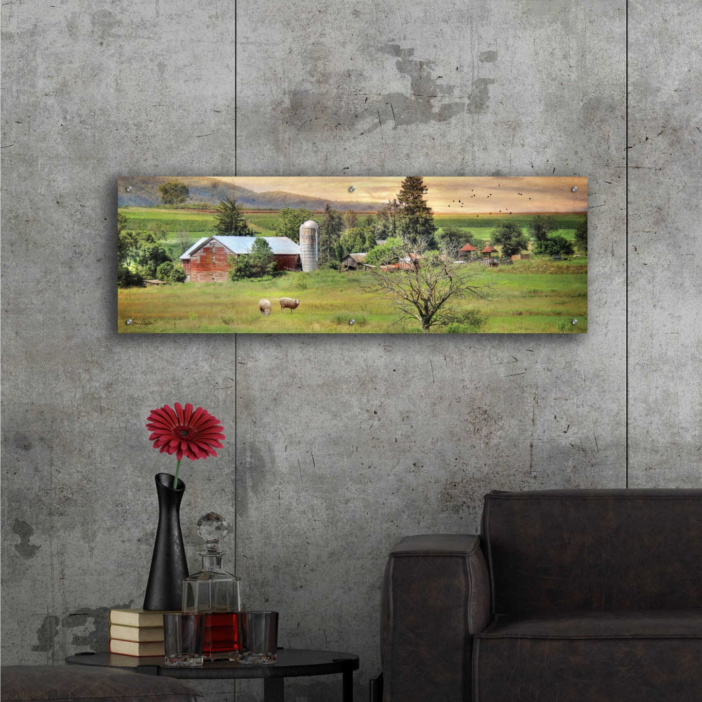 Epic Art 'Grazing Sheet' by Lori Deiter Acrylic Glass Wall Art,48x16