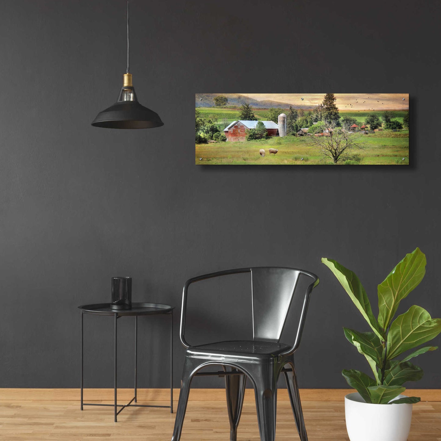 Epic Art 'Grazing Sheet' by Lori Deiter Acrylic Glass Wall Art,48x16