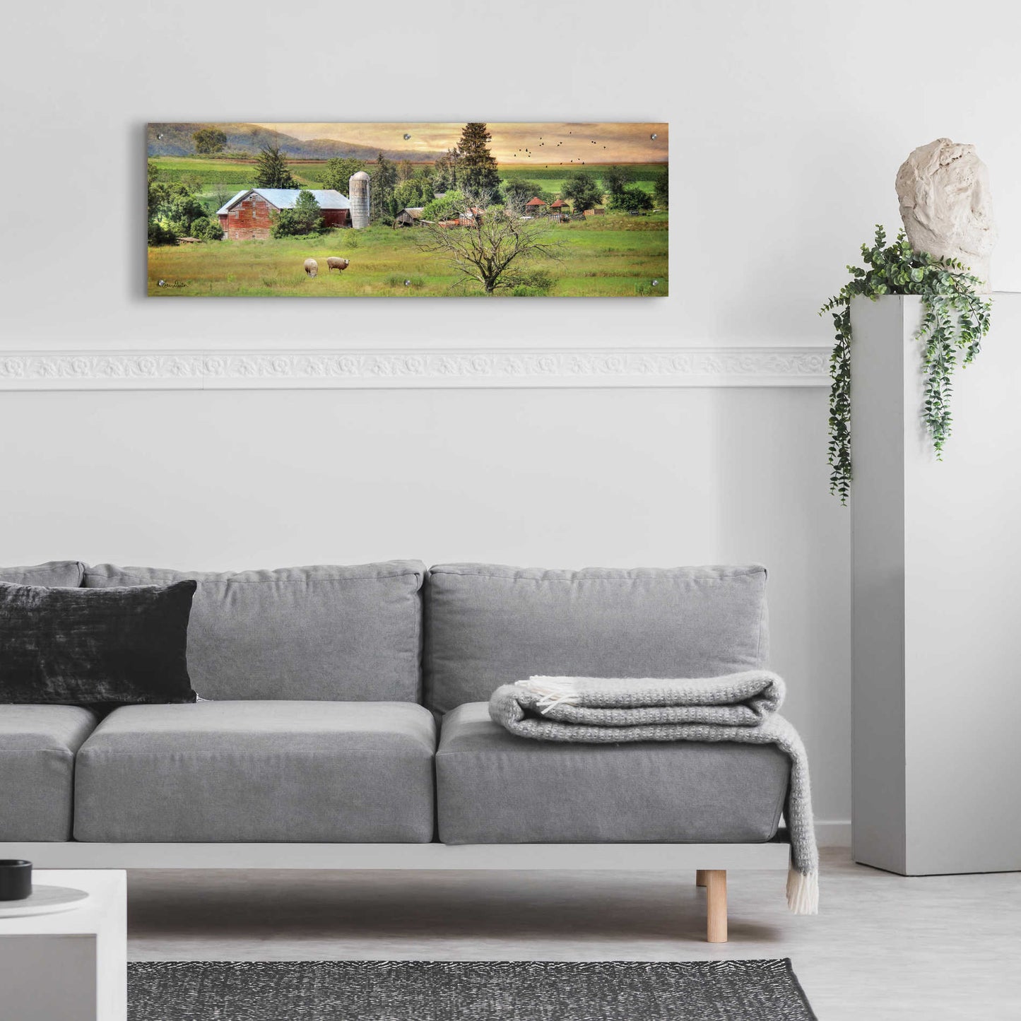 Epic Art 'Grazing Sheet' by Lori Deiter Acrylic Glass Wall Art,48x16