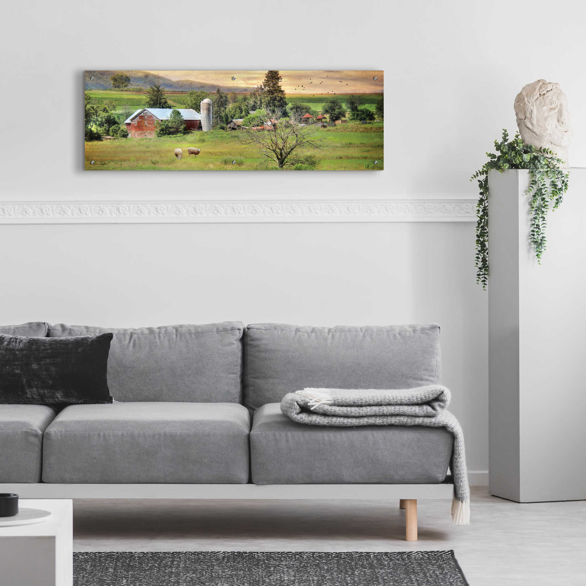Epic Art 'Grazing Sheet' by Lori Deiter Acrylic Glass Wall Art,48x16