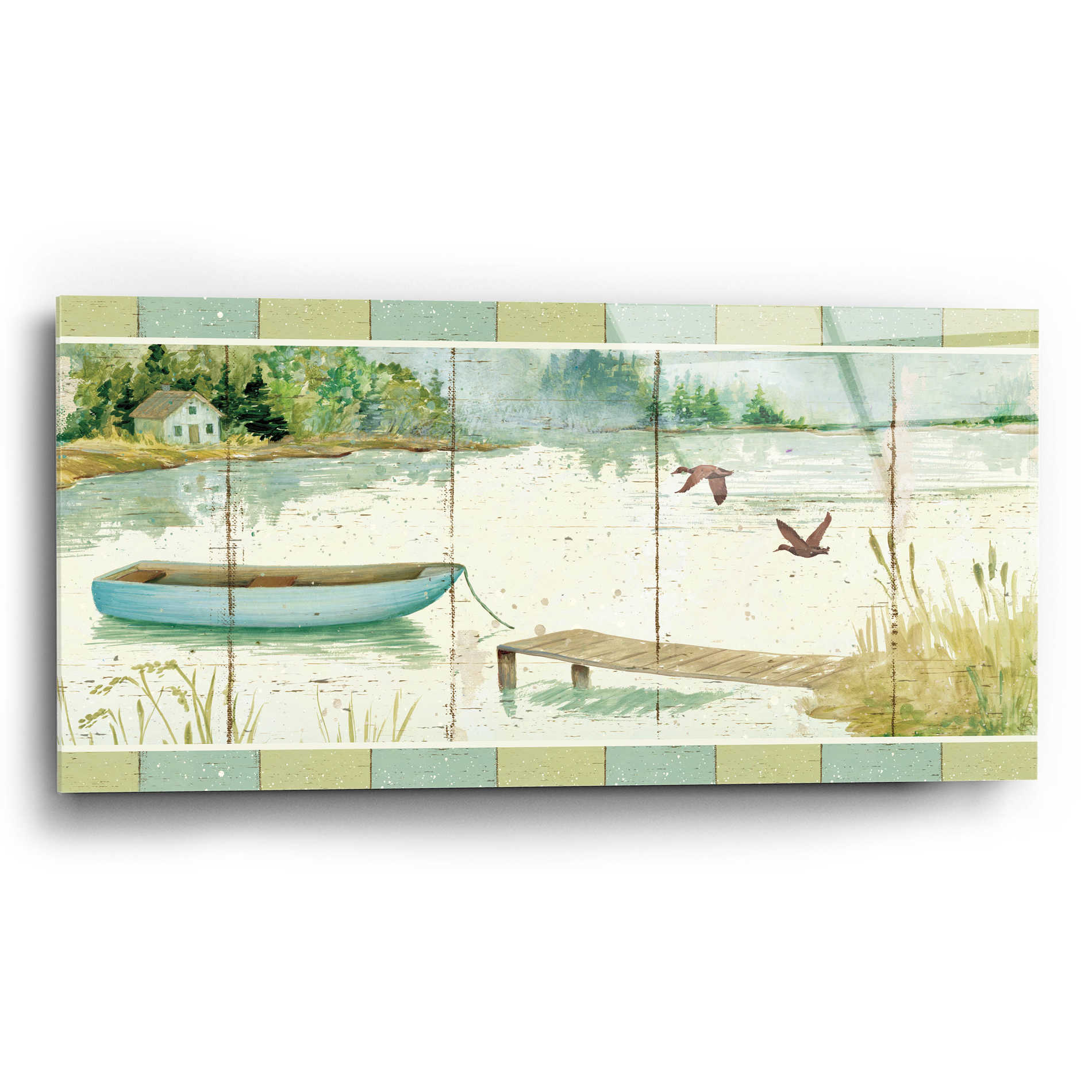 Epic Art 'Lakeside Dock' by Daphne Brissonnet, Acrylic Glass Wall Art,24x12
