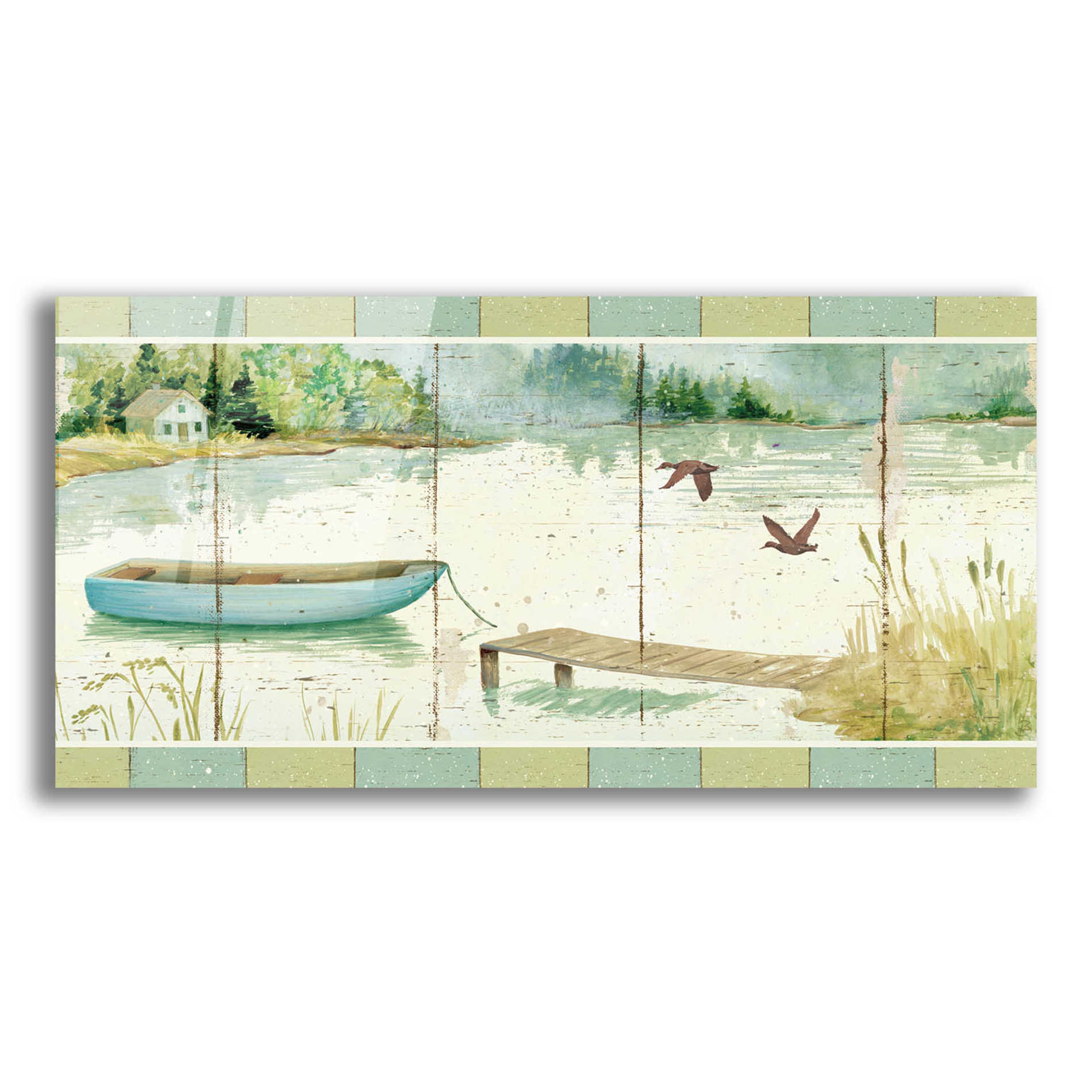 Epic Art 'Lakeside Dock' by Daphne Brissonnet, Acrylic Glass Wall Art,24x12