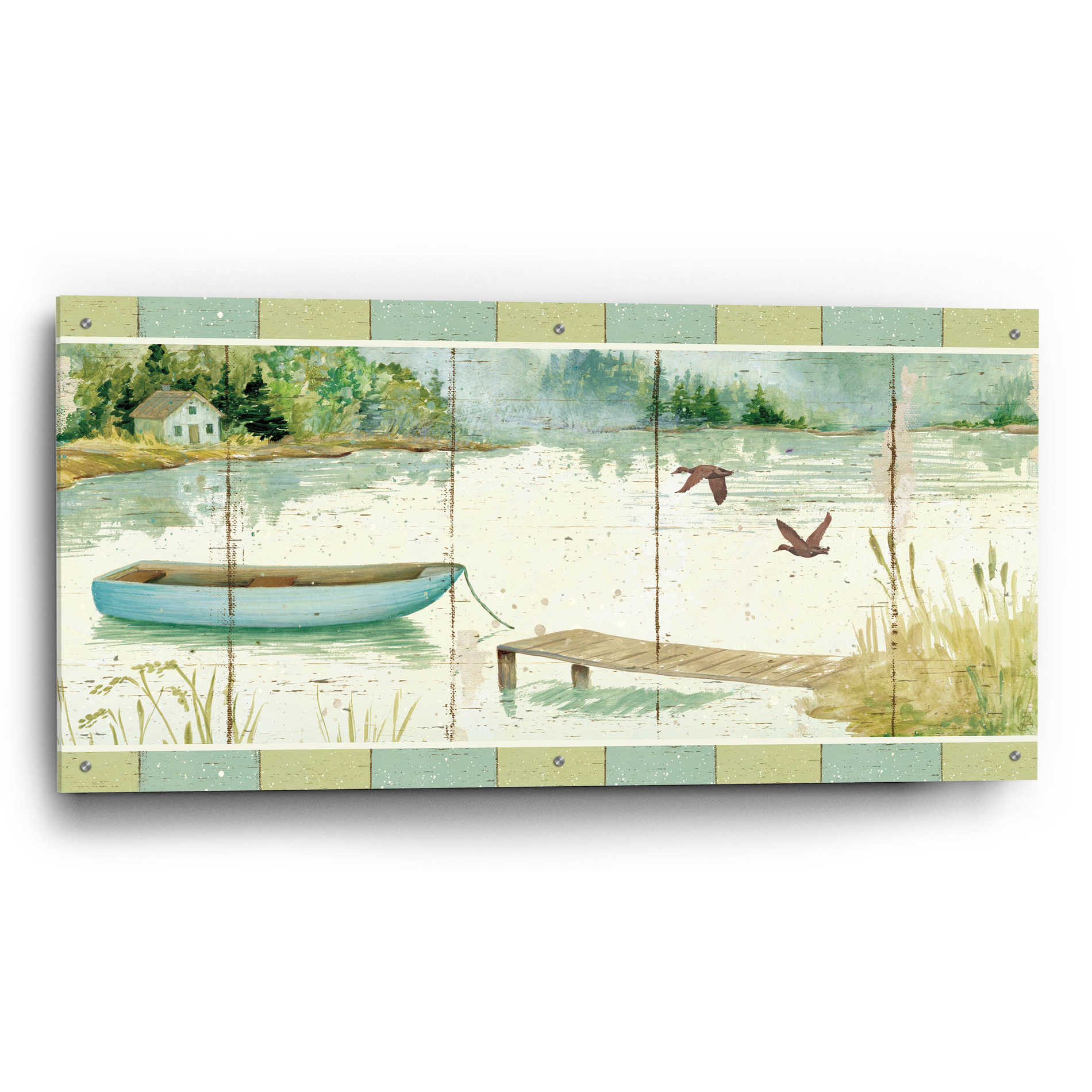 Epic Art 'Lakeside Dock' by Daphne Brissonnet, Acrylic Glass Wall Art,48x24
