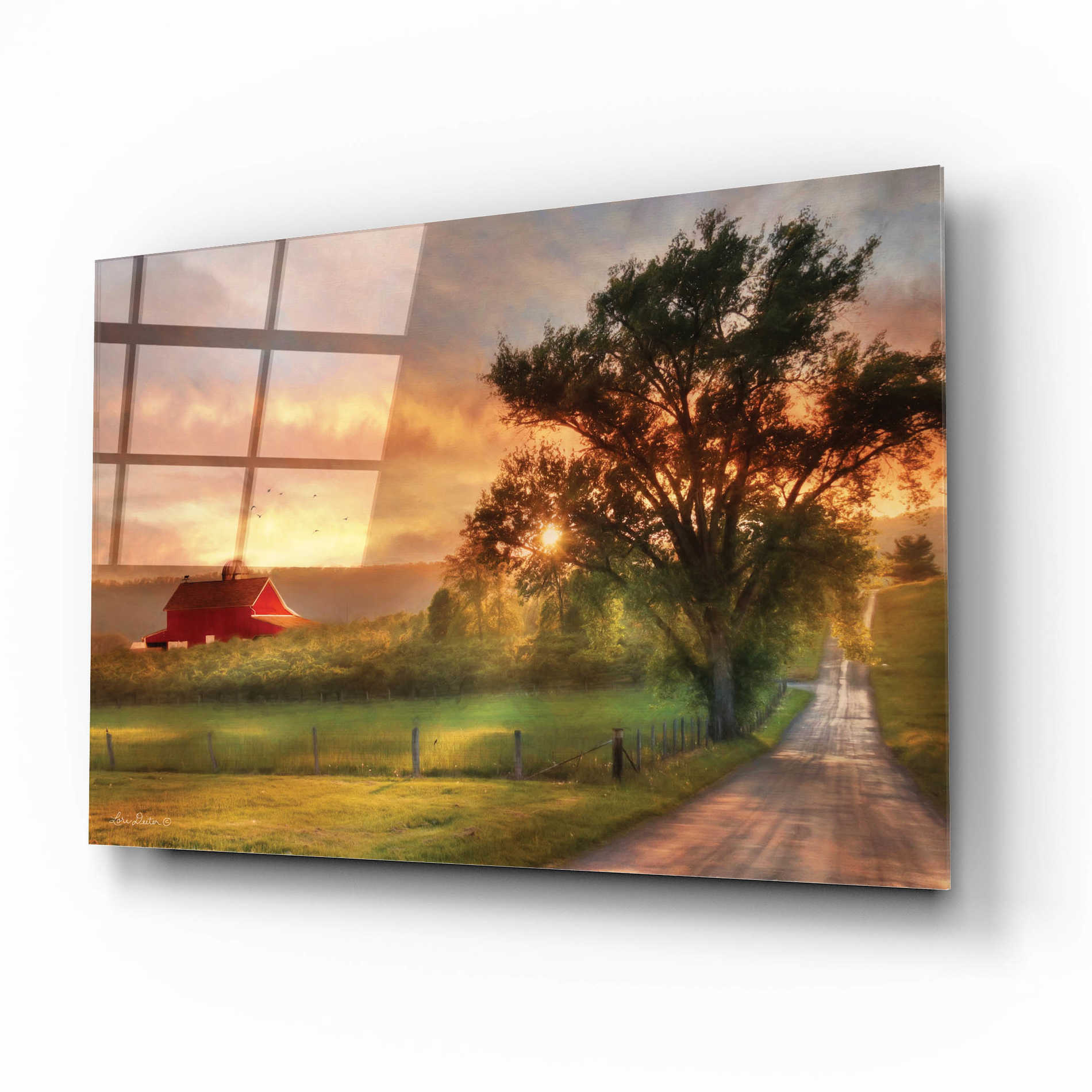 Epic Art 'Country Lane Sunset' by Lori Deiter Acrylic Glass Wall Art,16x12