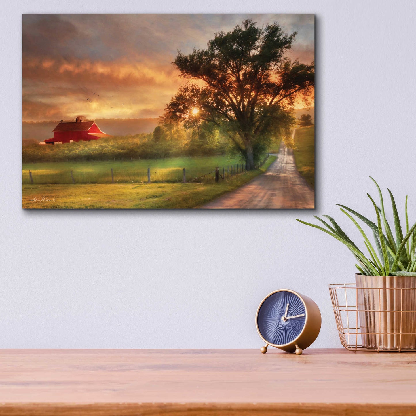 Epic Art 'Country Lane Sunset' by Lori Deiter Acrylic Glass Wall Art,16x12