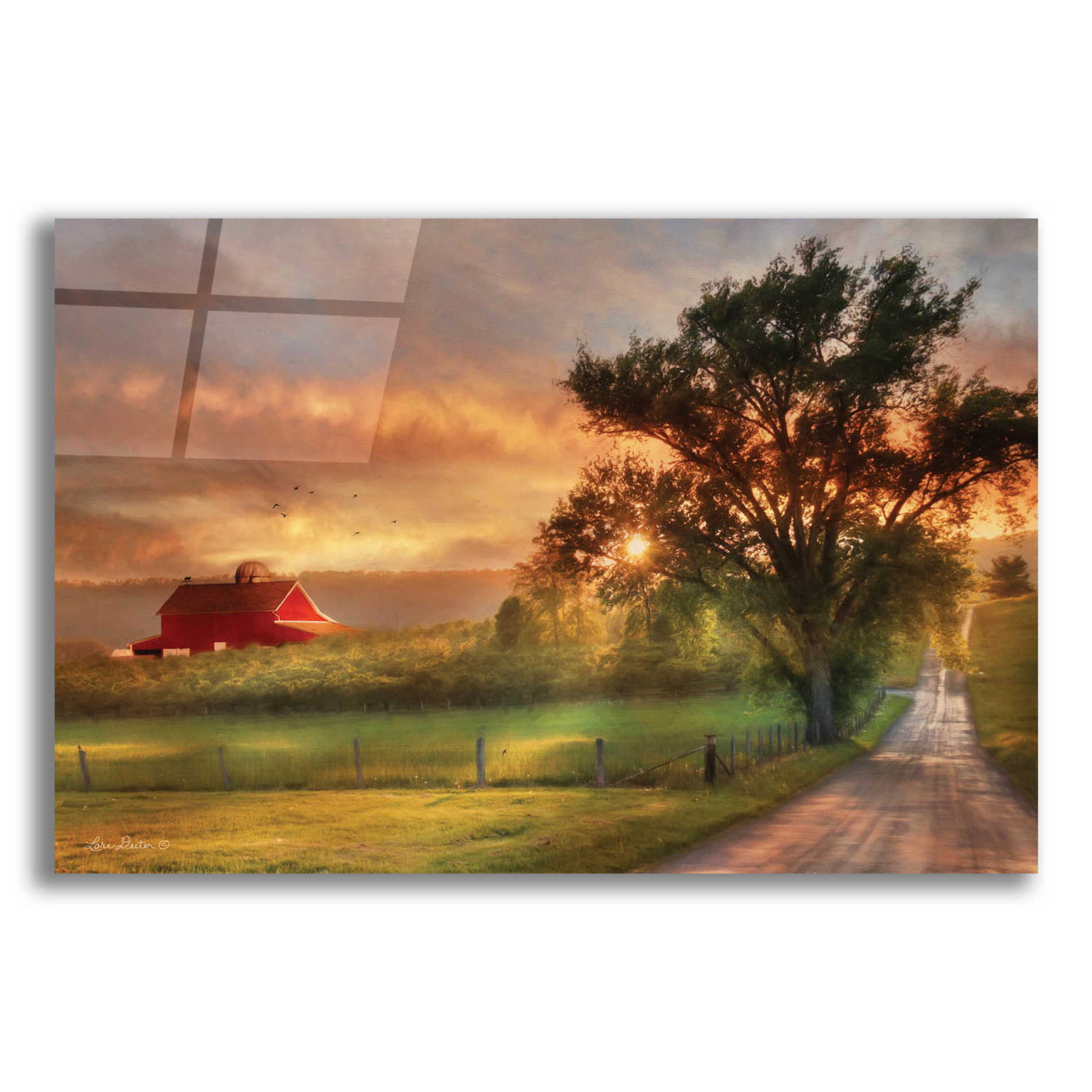 Epic Art 'Country Lane Sunset' by Lori Deiter Acrylic Glass Wall Art,16x12