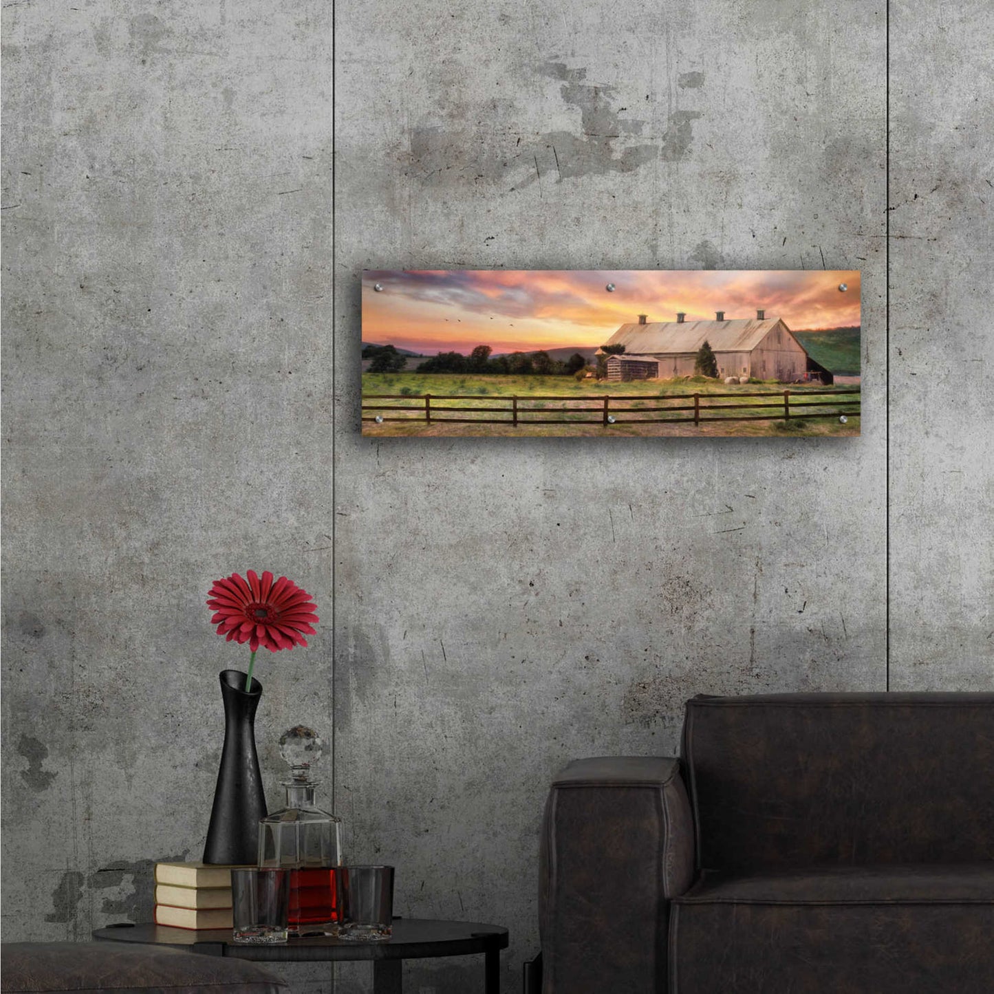 Epic Art 'Sunset in the Valley' by Lori Deiter Acrylic Glass Wall Art,36x12