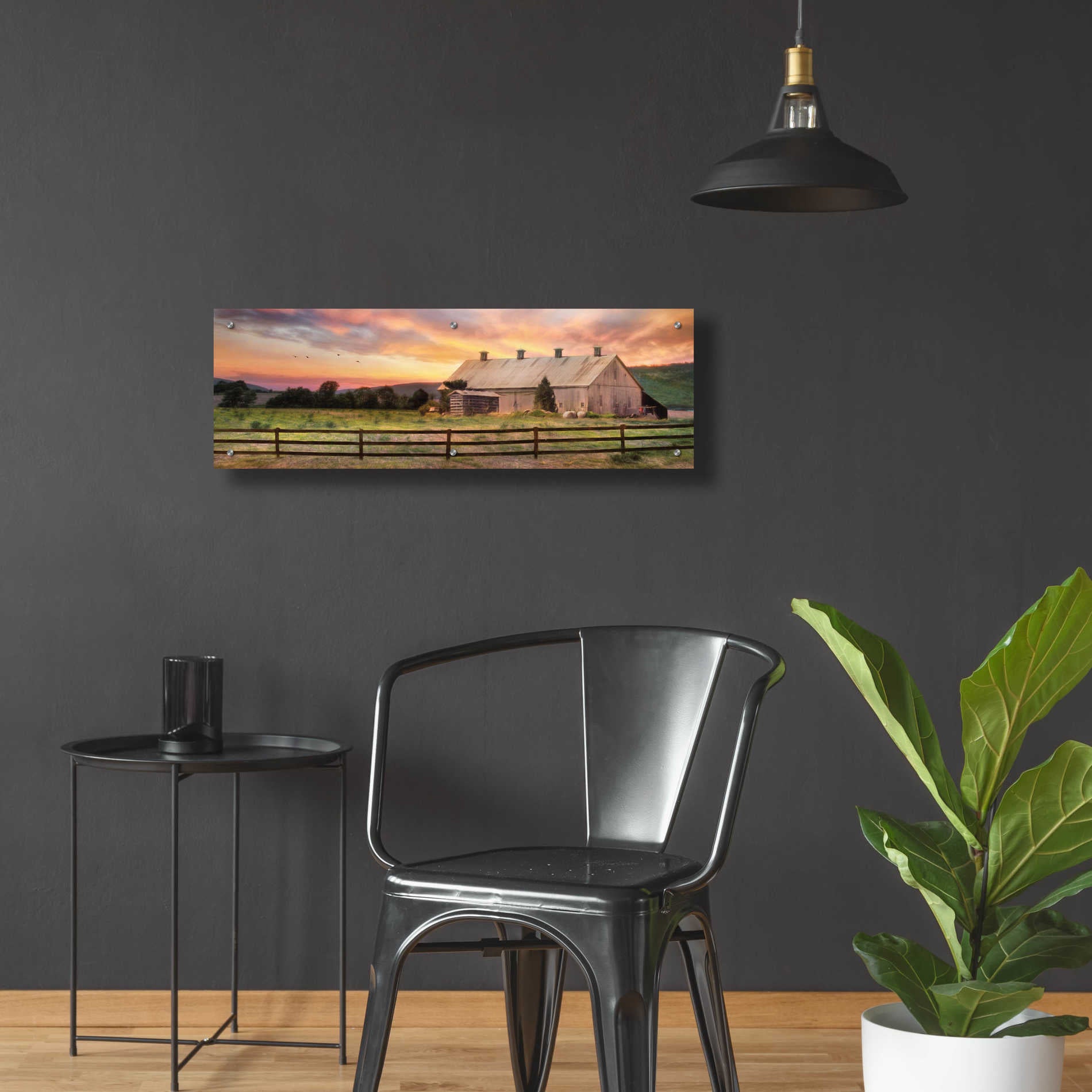 Epic Art 'Sunset in the Valley' by Lori Deiter Acrylic Glass Wall Art,36x12