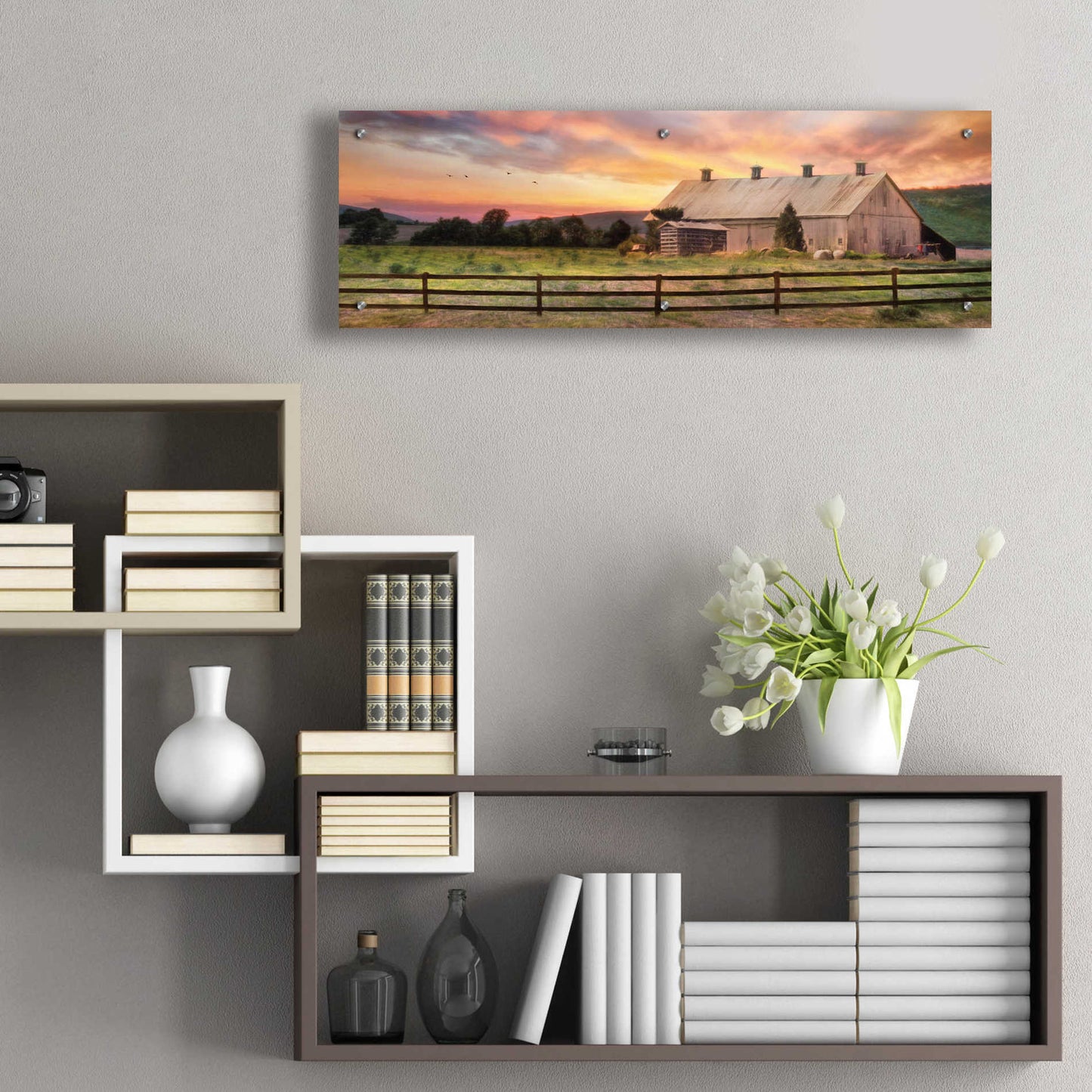 Epic Art 'Sunset in the Valley' by Lori Deiter Acrylic Glass Wall Art,36x12