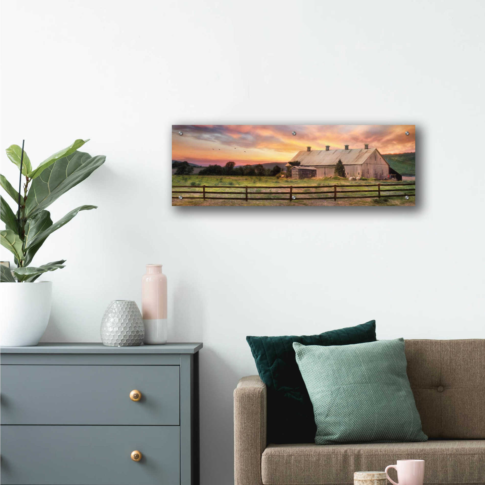 Epic Art 'Sunset in the Valley' by Lori Deiter Acrylic Glass Wall Art,36x12