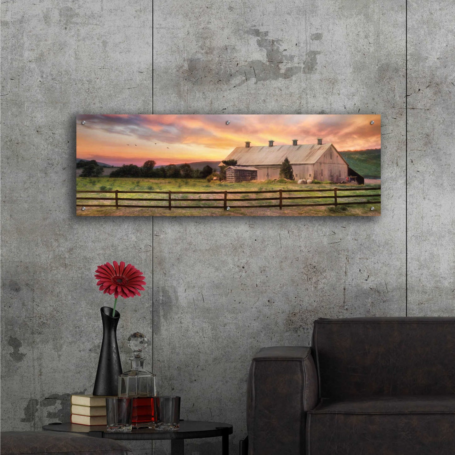 Epic Art 'Sunset in the Valley' by Lori Deiter Acrylic Glass Wall Art,48x16