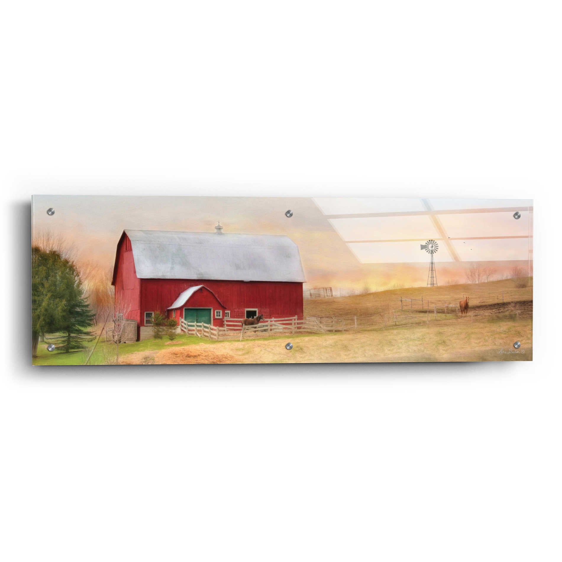 Epic Art 'Horse Farm' by Lori Deiter Acrylic Glass Wall Art,36x12