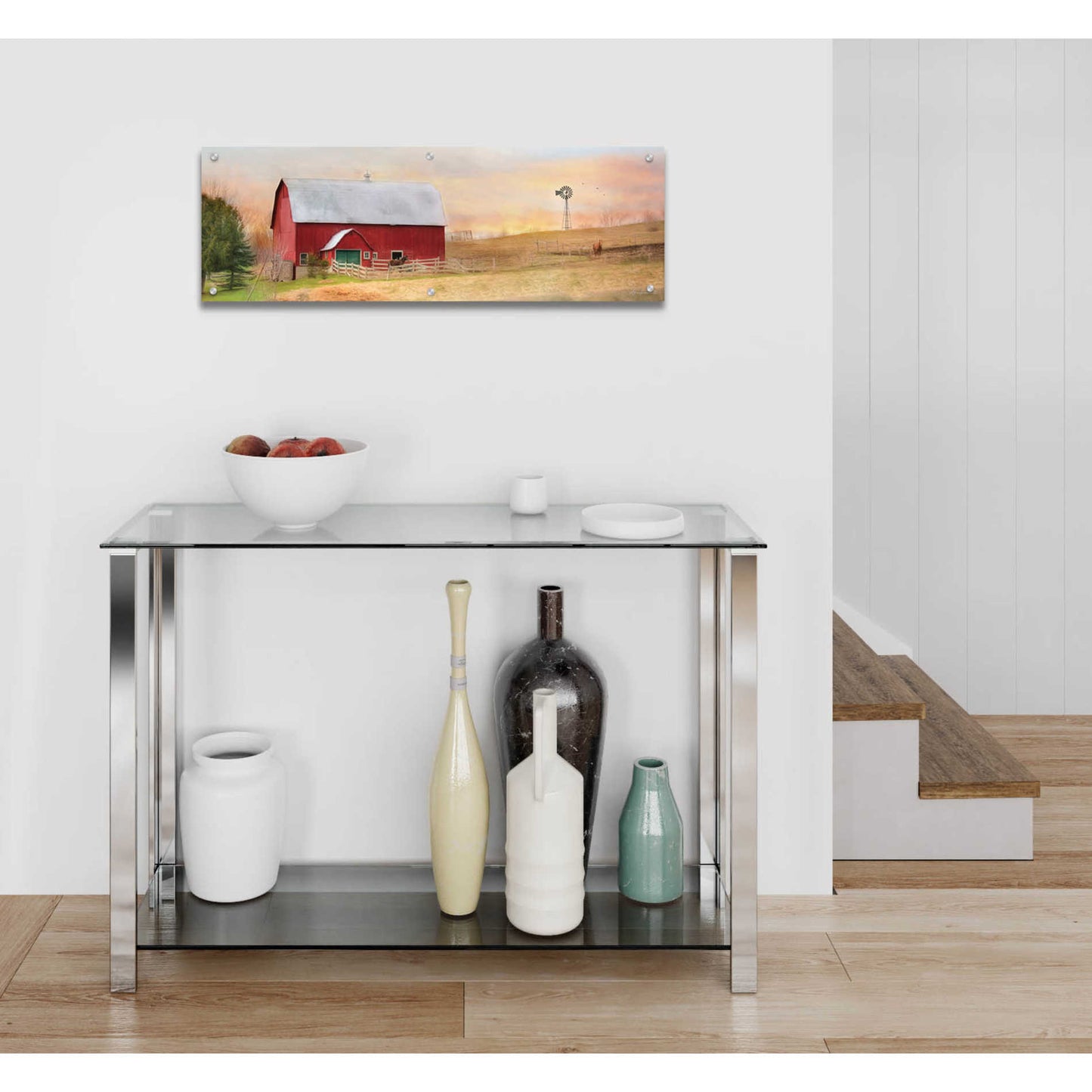 Epic Art 'Horse Farm' by Lori Deiter Acrylic Glass Wall Art,36x12