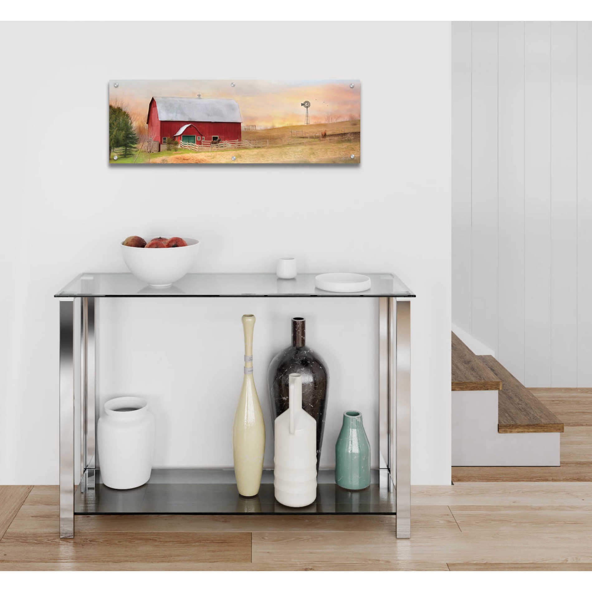 Epic Art 'Horse Farm' by Lori Deiter Acrylic Glass Wall Art,36x12