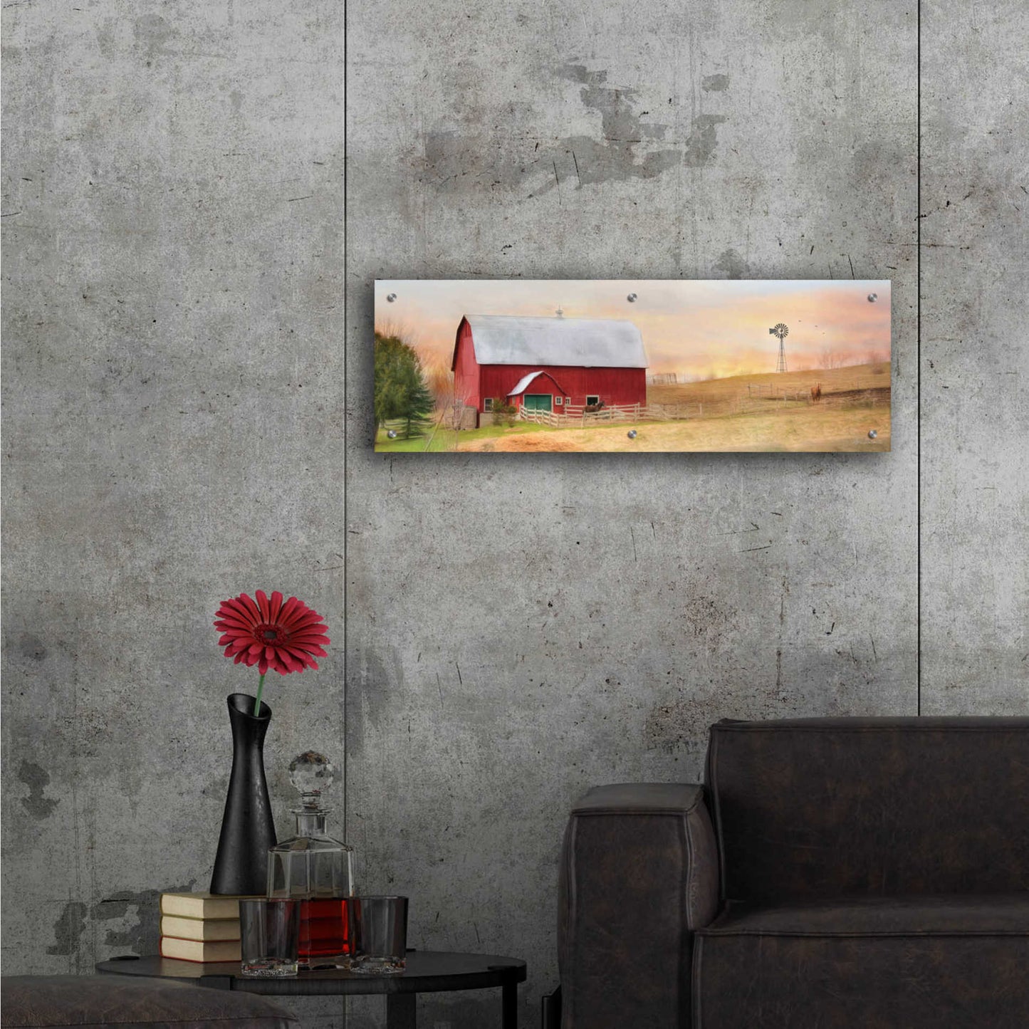 Epic Art 'Horse Farm' by Lori Deiter Acrylic Glass Wall Art,36x12