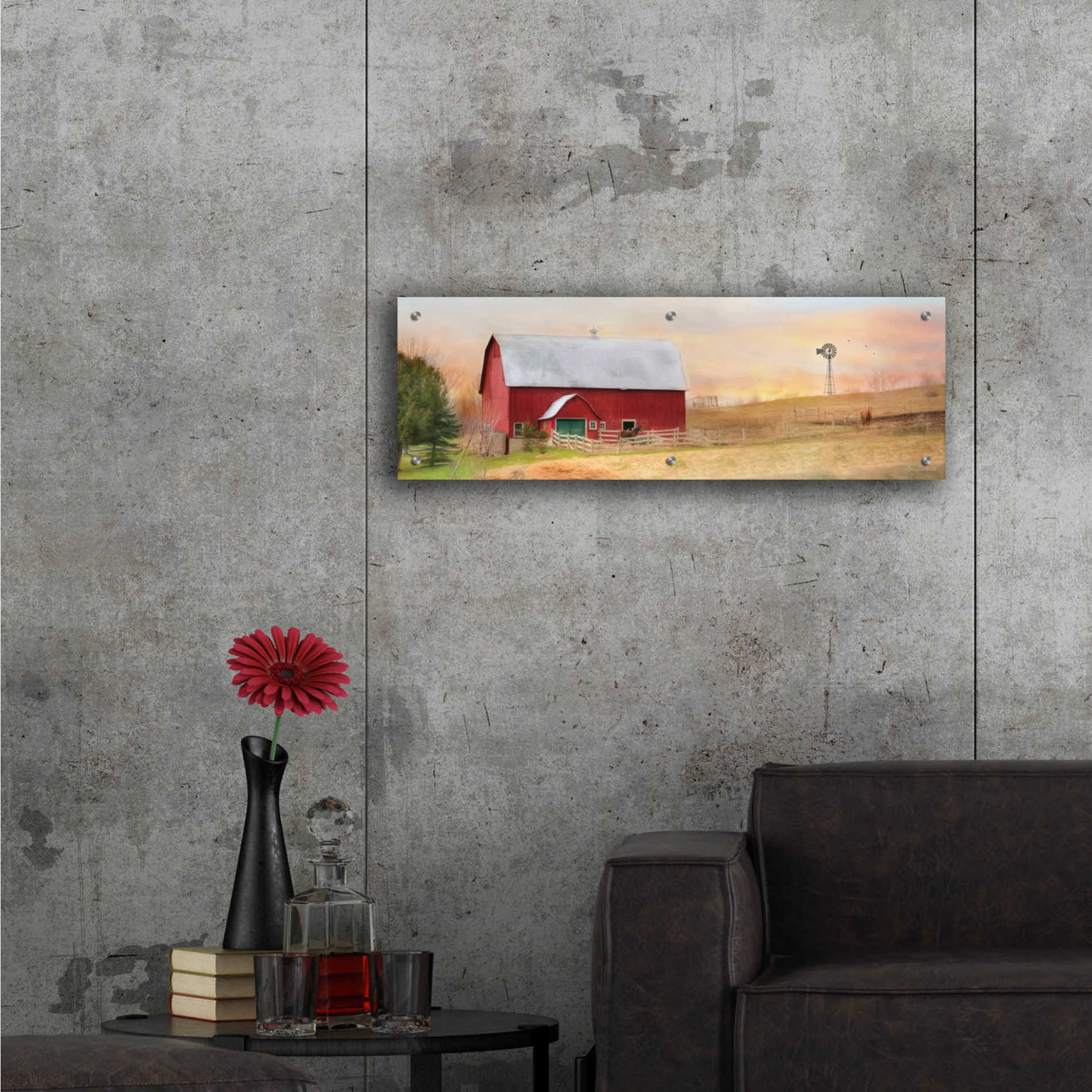 Epic Art 'Horse Farm' by Lori Deiter Acrylic Glass Wall Art,36x12