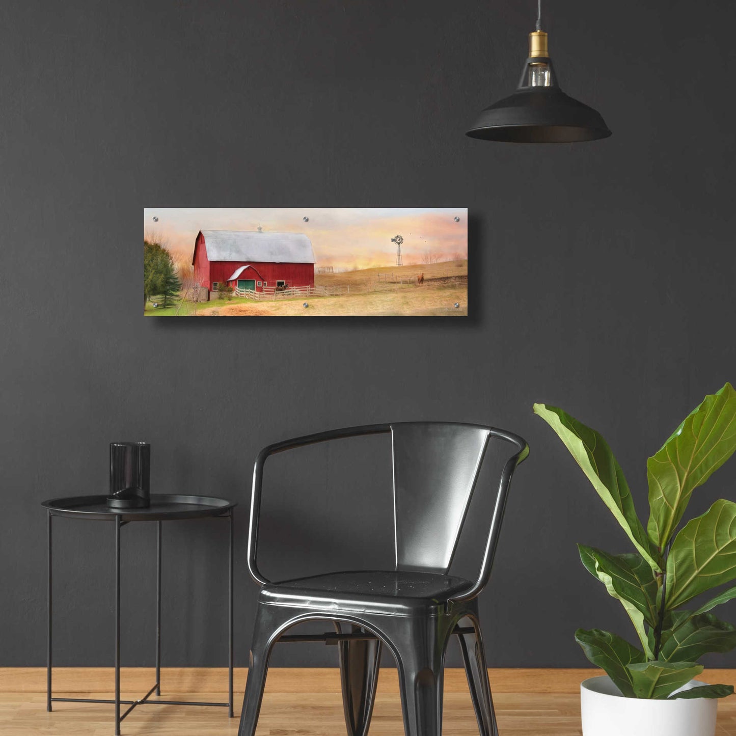 Epic Art 'Horse Farm' by Lori Deiter Acrylic Glass Wall Art,36x12