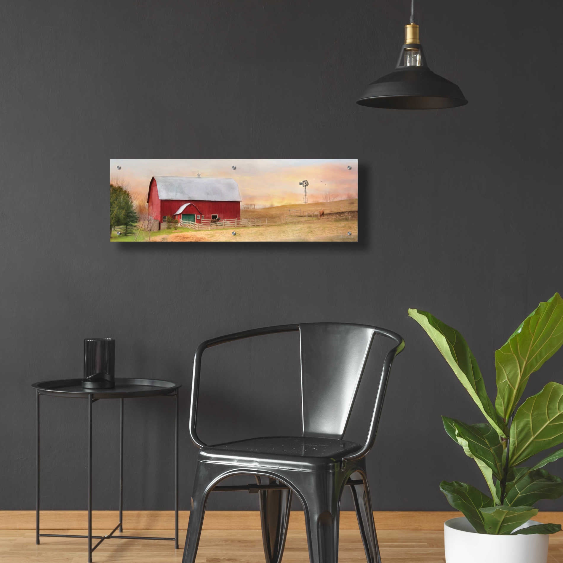 Epic Art 'Horse Farm' by Lori Deiter Acrylic Glass Wall Art,36x12