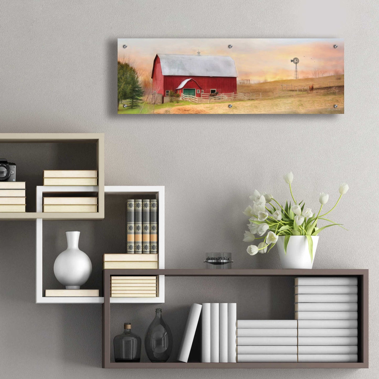 Epic Art 'Horse Farm' by Lori Deiter Acrylic Glass Wall Art,36x12