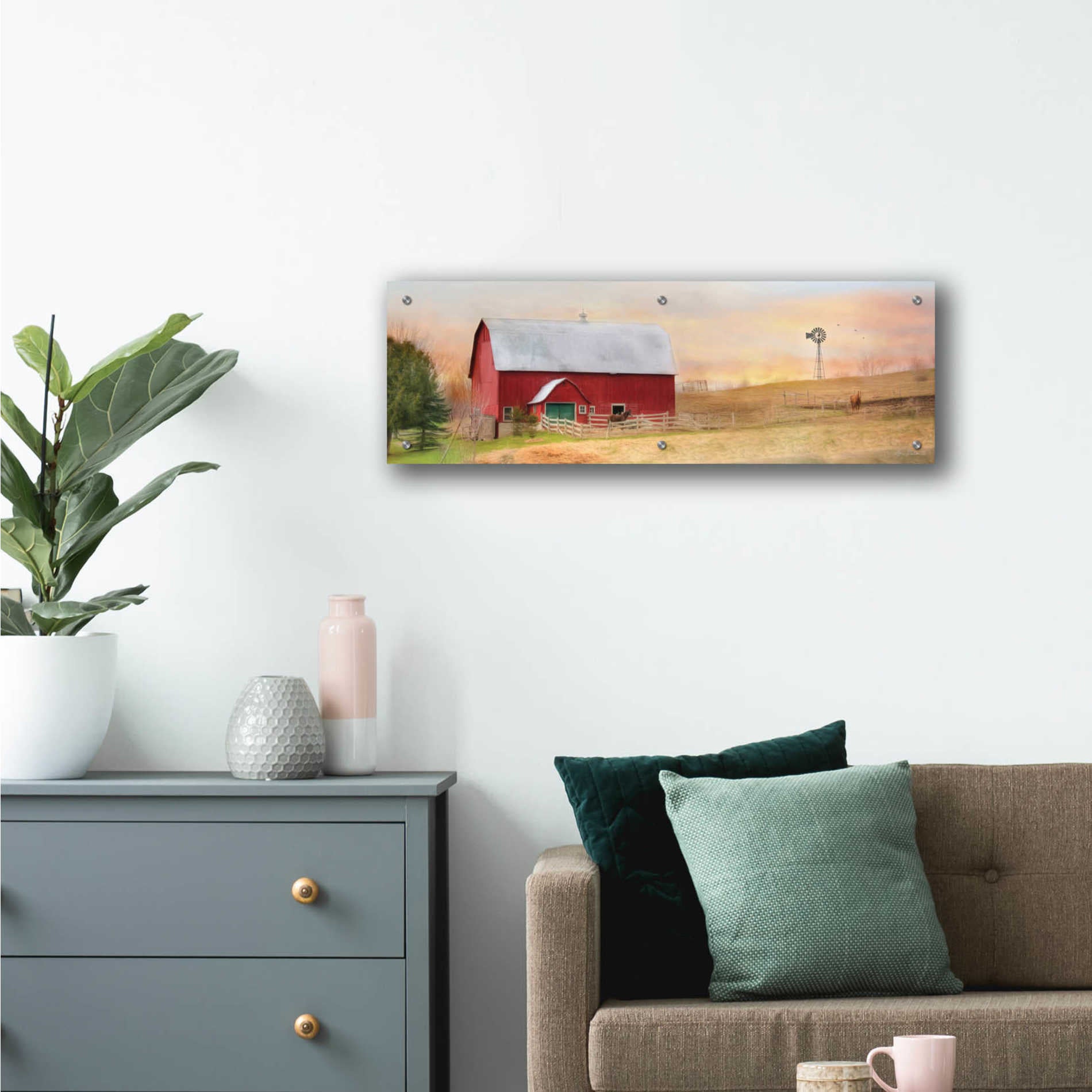 Epic Art 'Horse Farm' by Lori Deiter Acrylic Glass Wall Art,36x12