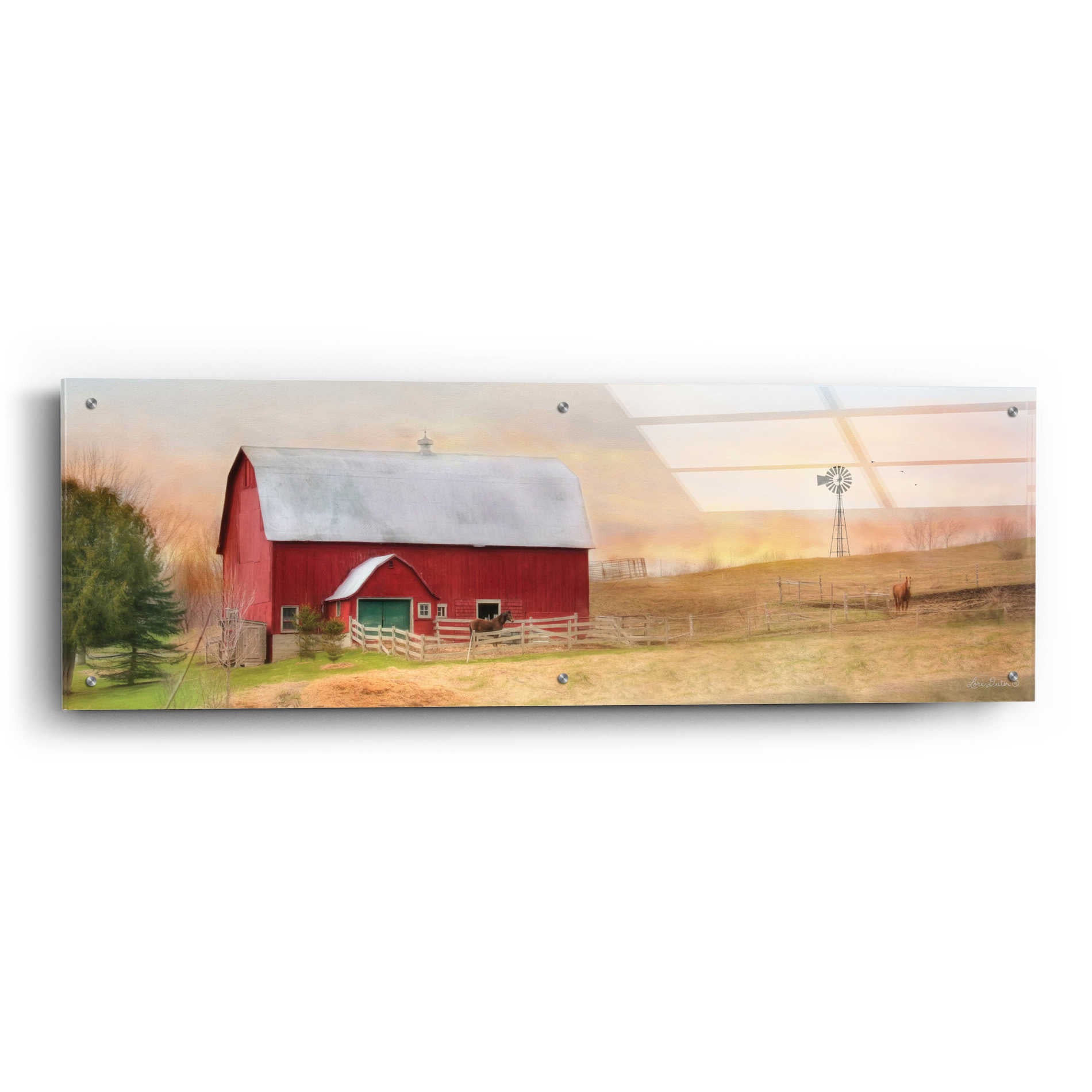 Epic Art 'Horse Farm' by Lori Deiter Acrylic Glass Wall Art,48x16