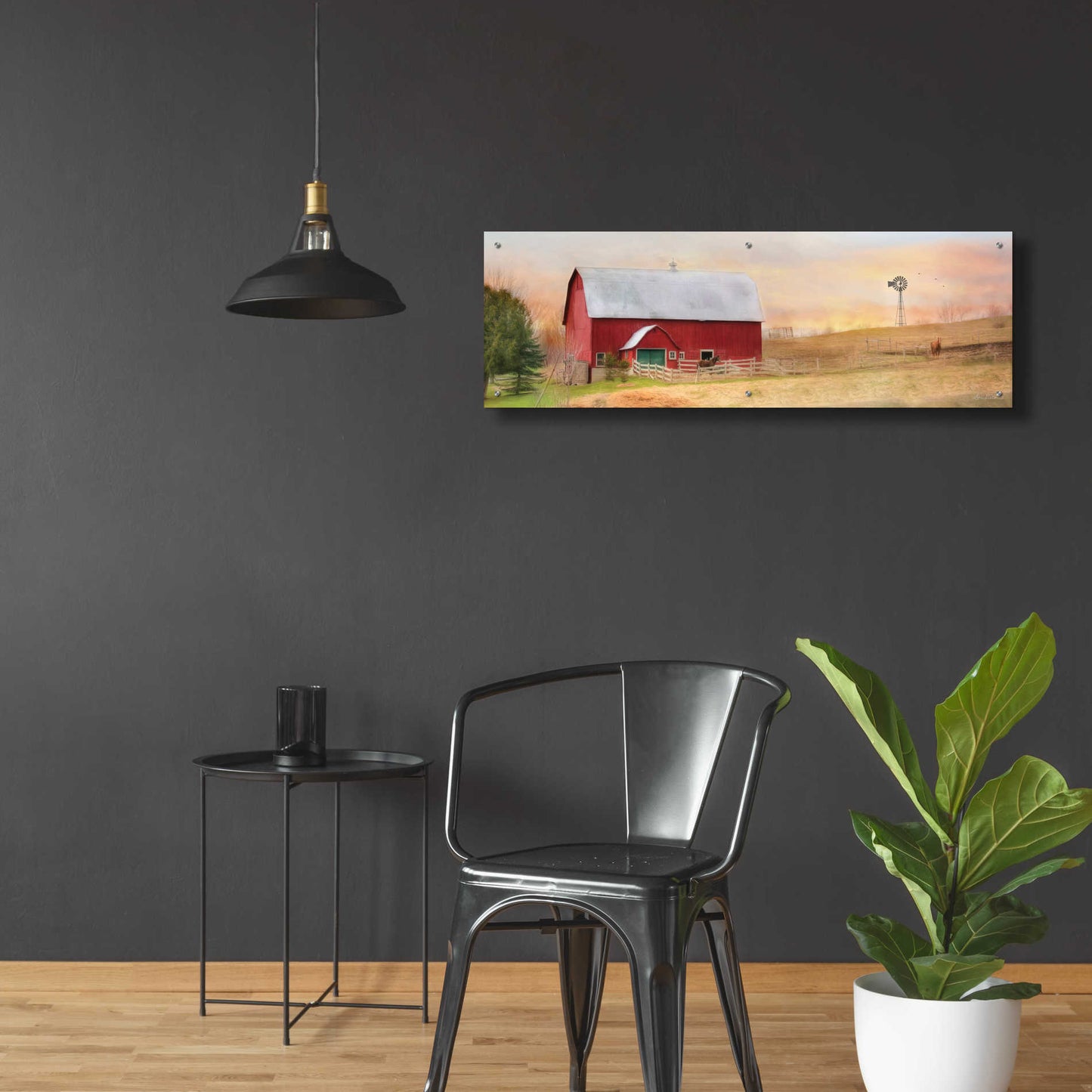 Epic Art 'Horse Farm' by Lori Deiter Acrylic Glass Wall Art,48x16