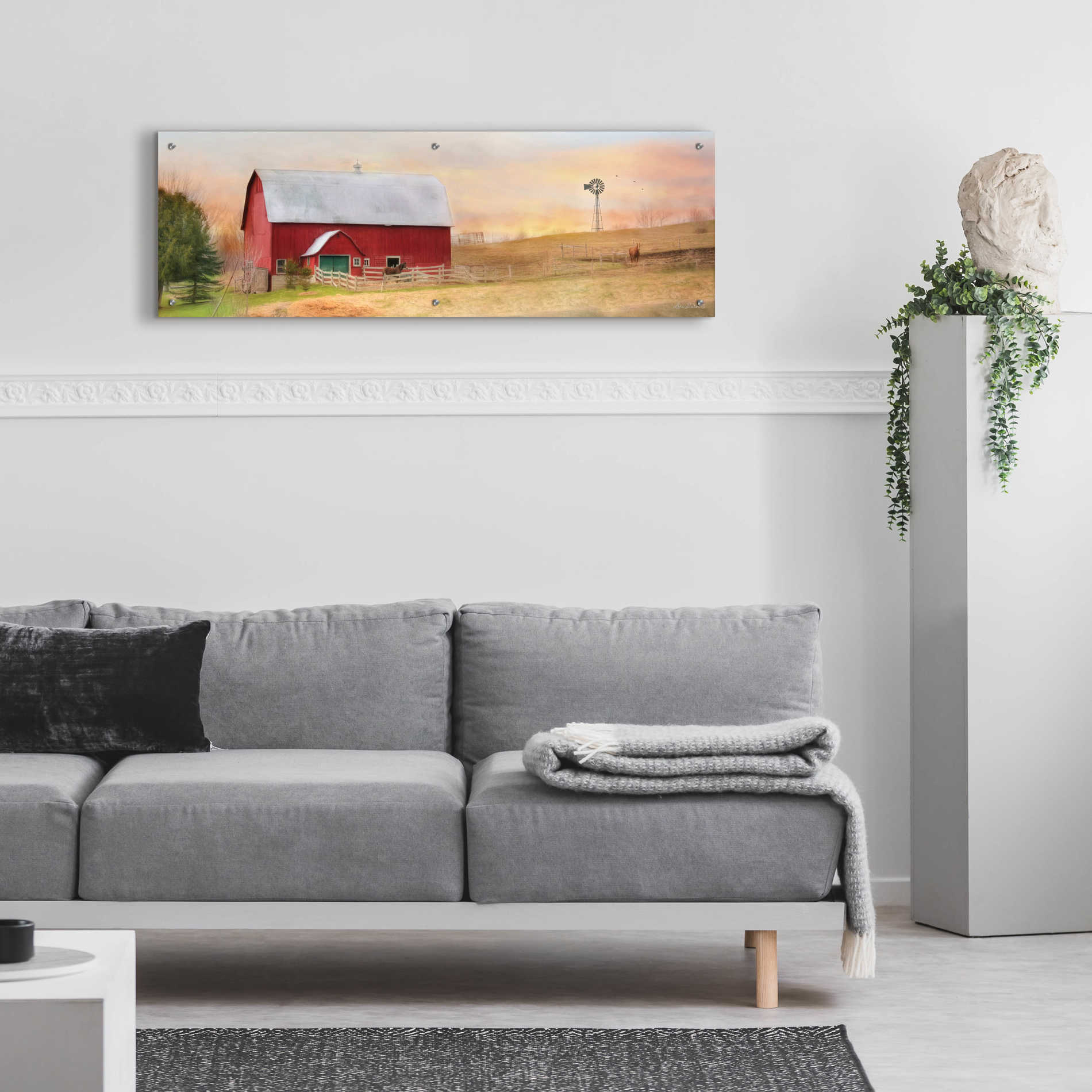 Epic Art 'Horse Farm' by Lori Deiter Acrylic Glass Wall Art,48x16