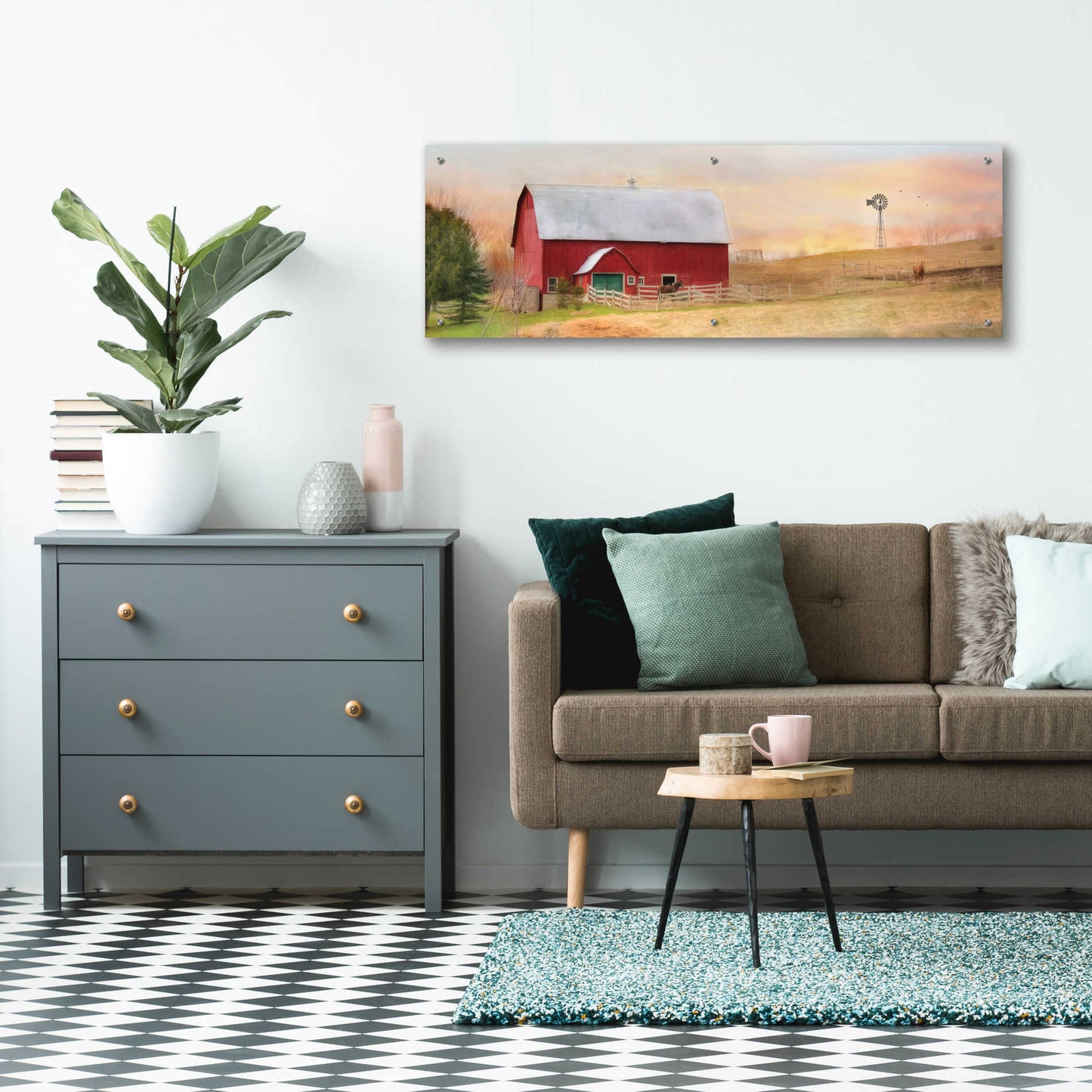 Epic Art 'Horse Farm' by Lori Deiter Acrylic Glass Wall Art,48x16