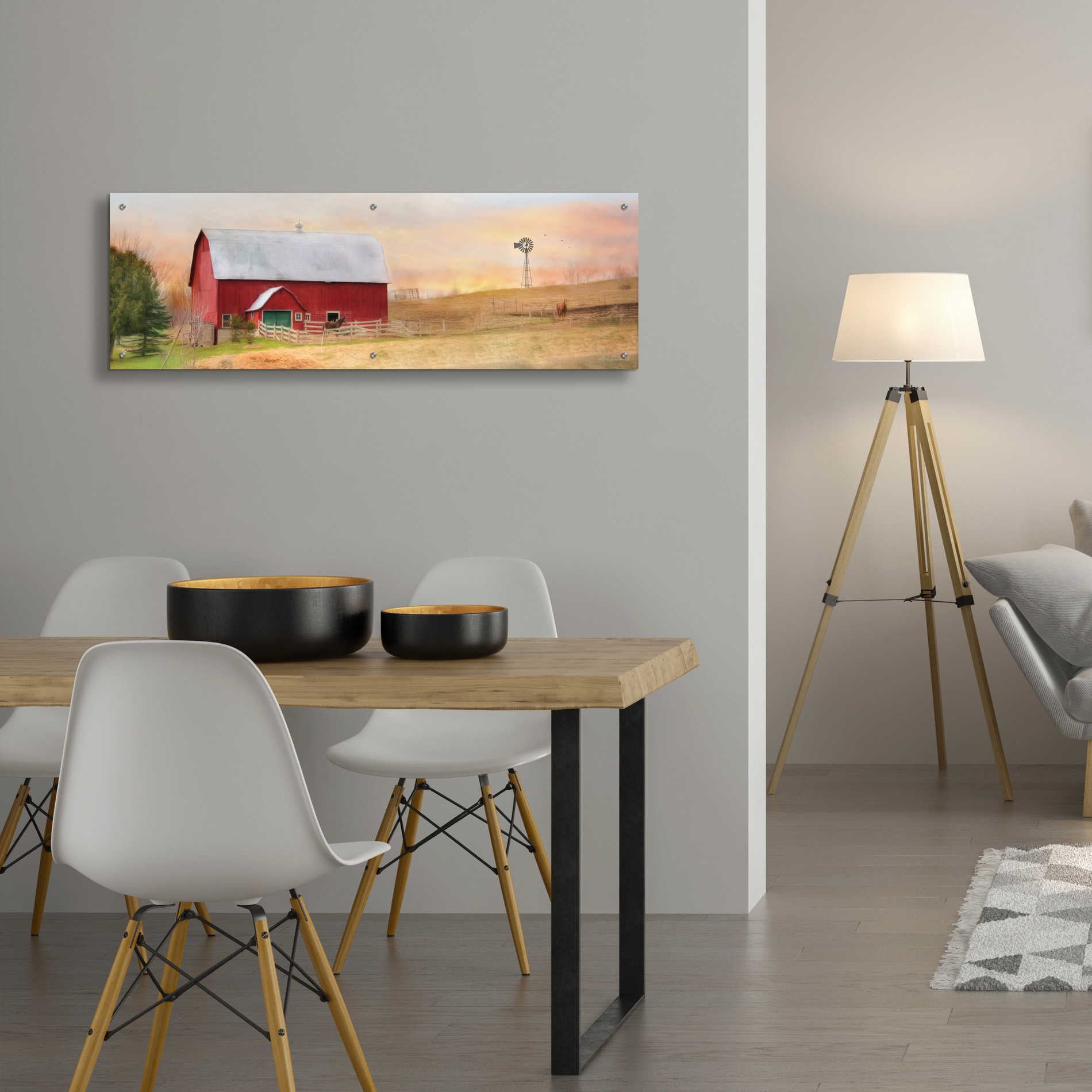 Epic Art 'Horse Farm' by Lori Deiter Acrylic Glass Wall Art,48x16