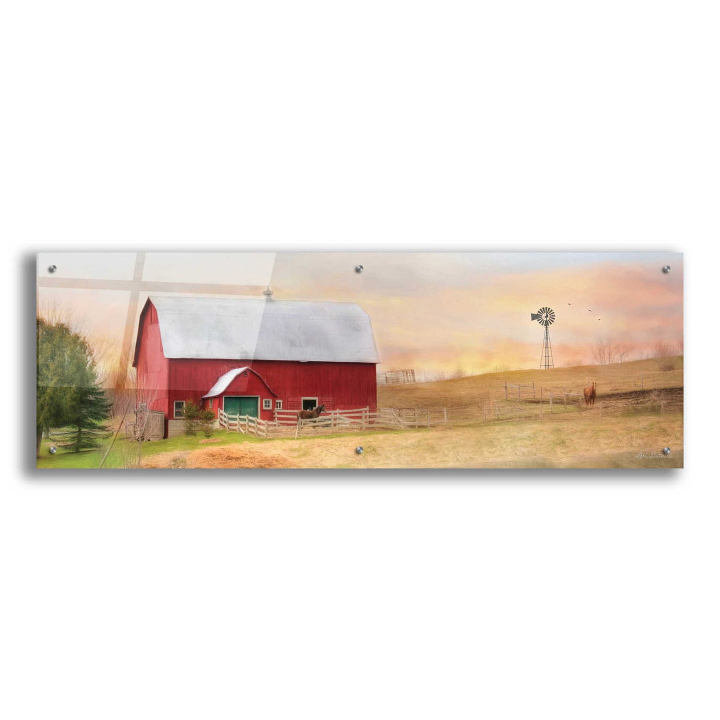 Epic Art 'Horse Farm' by Lori Deiter Acrylic Glass Wall Art,48x16