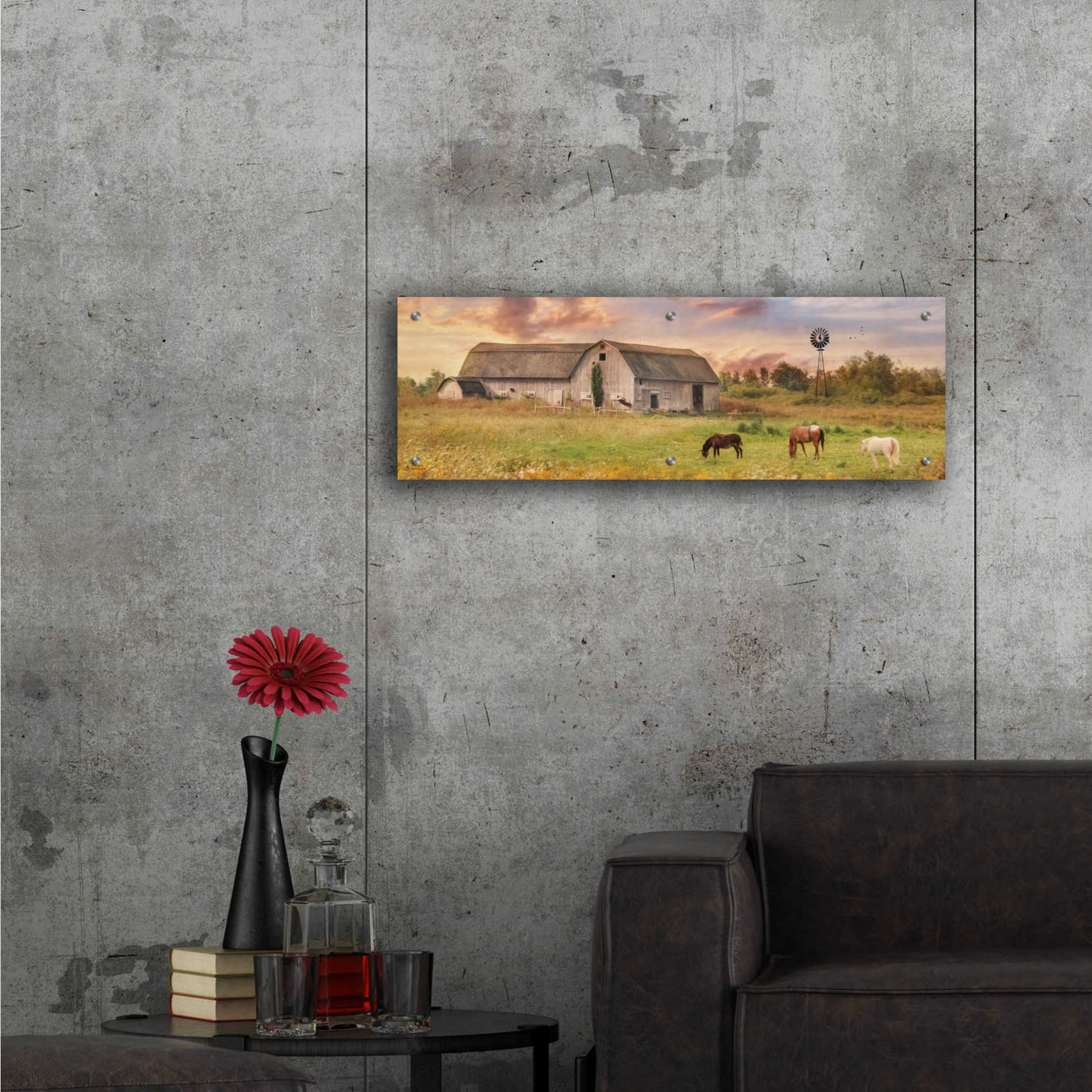 Epic Art 'Clayton Barnyard' by Lori Deiter Acrylic Glass Wall Art,36x12