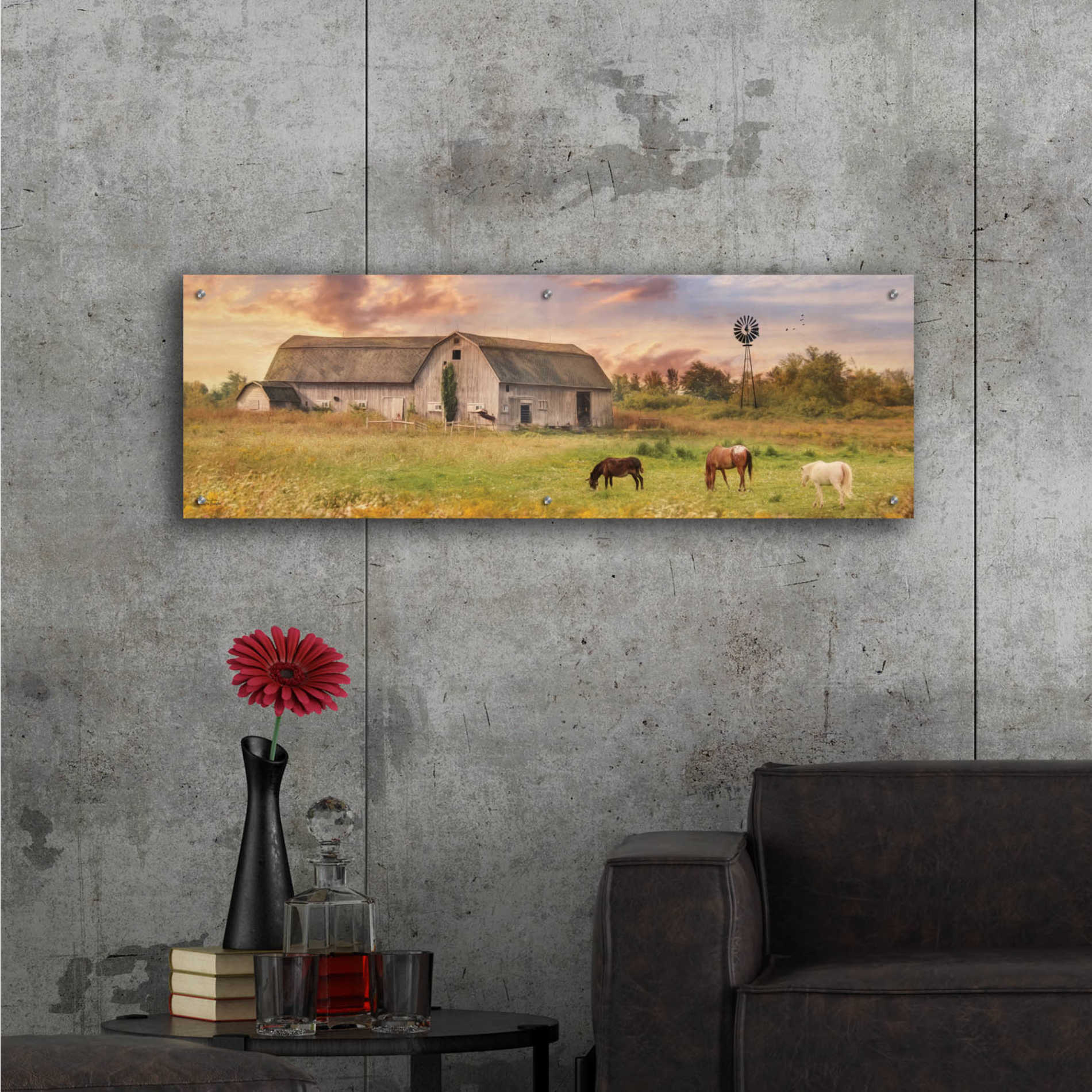 Epic Art 'Clayton Barnyard' by Lori Deiter Acrylic Glass Wall Art,48x16