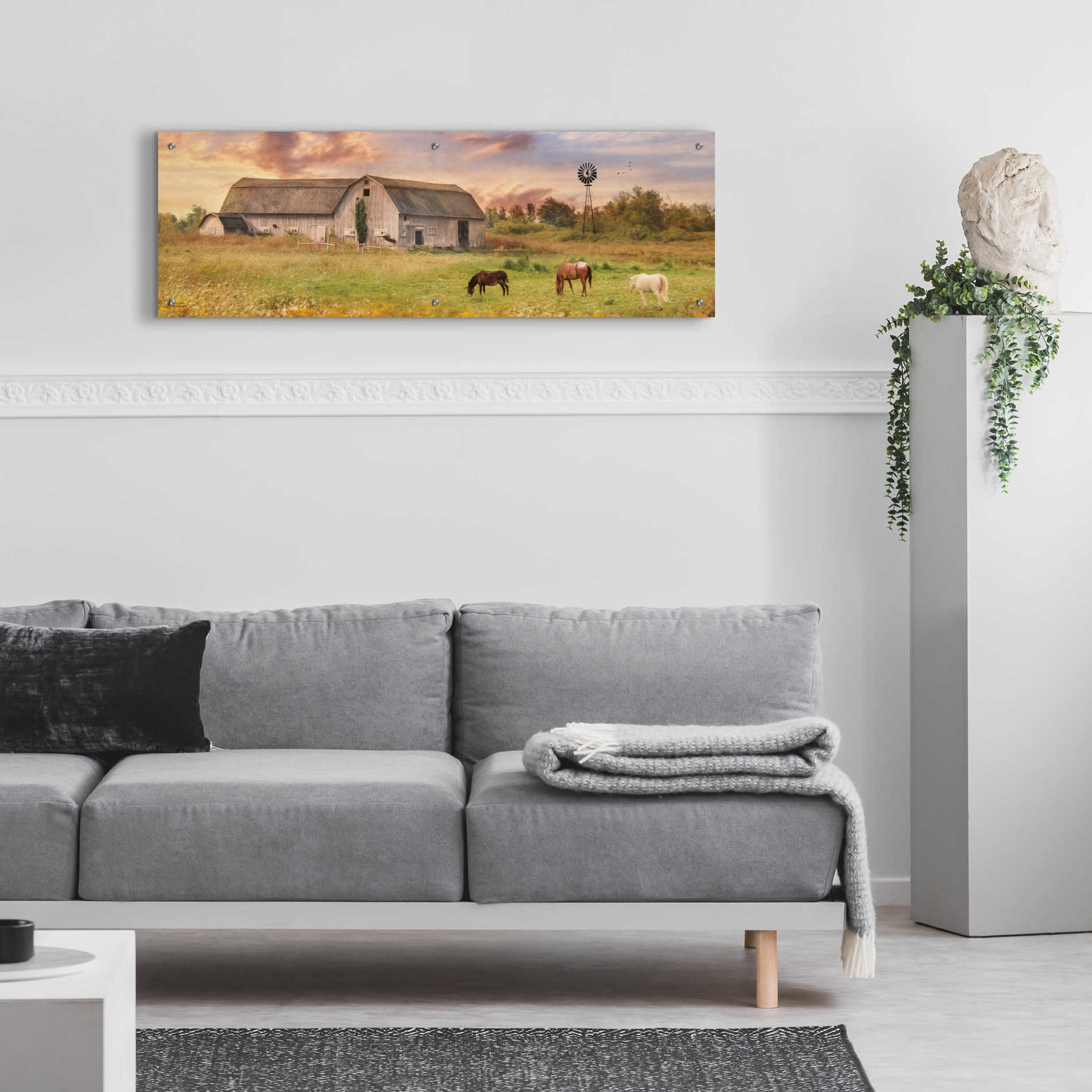 Epic Art 'Clayton Barnyard' by Lori Deiter Acrylic Glass Wall Art,48x16