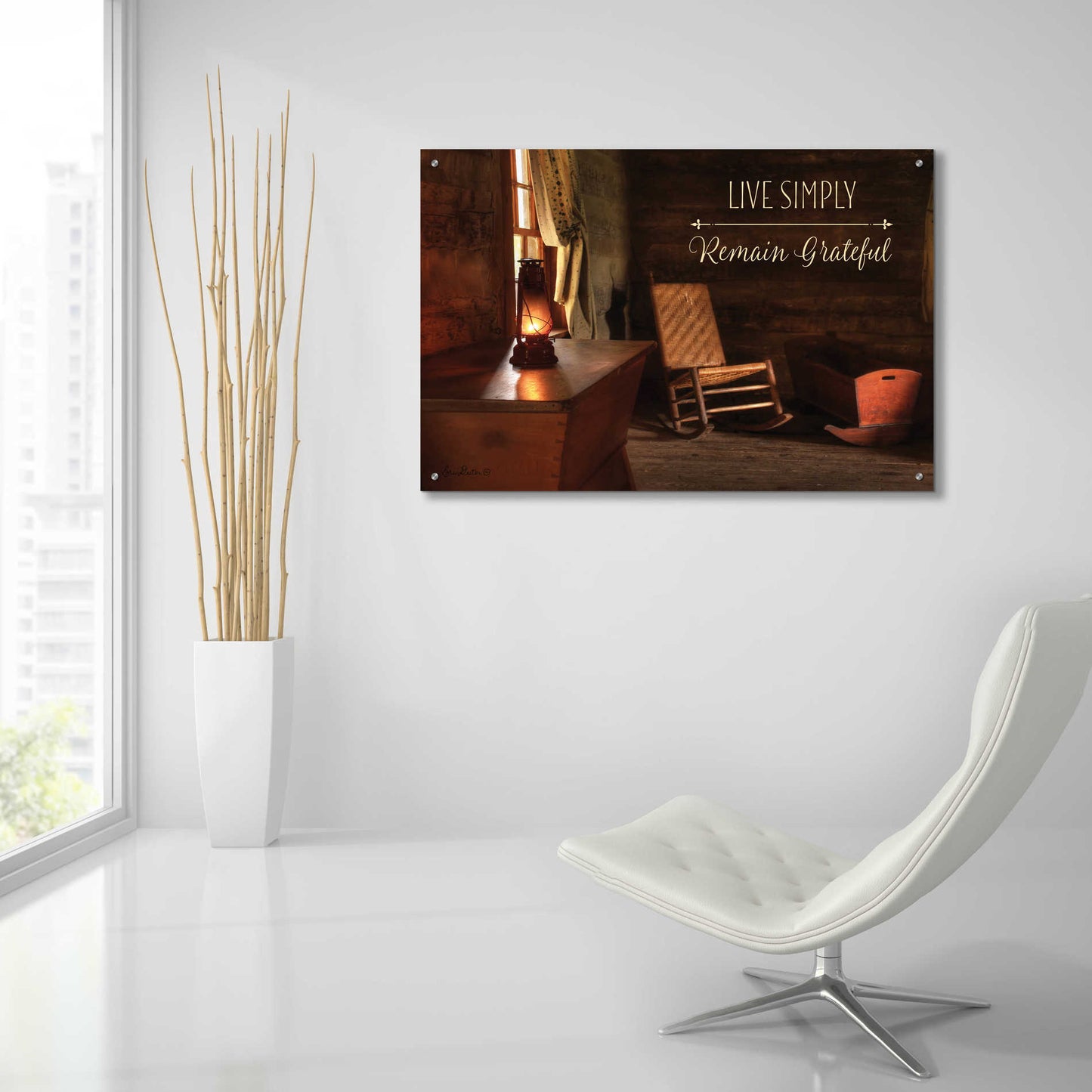 Epic Art 'Live Simply' by Lori Deiter Acrylic Glass Wall Art,36x24