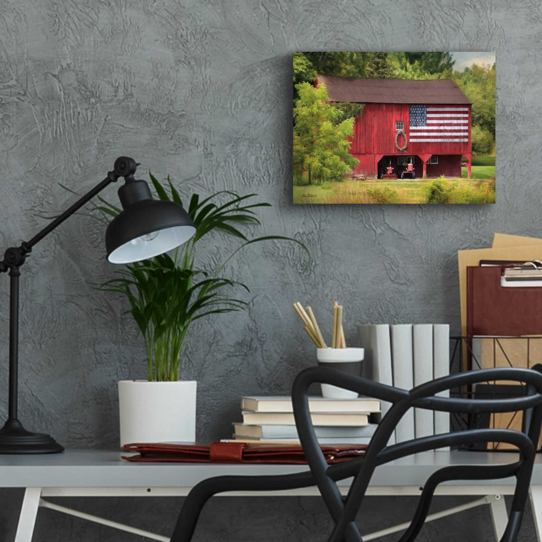 Epic Art 'Patriotic Farmer' by Lori Deiter Acrylic Glass Wall Art,16x12