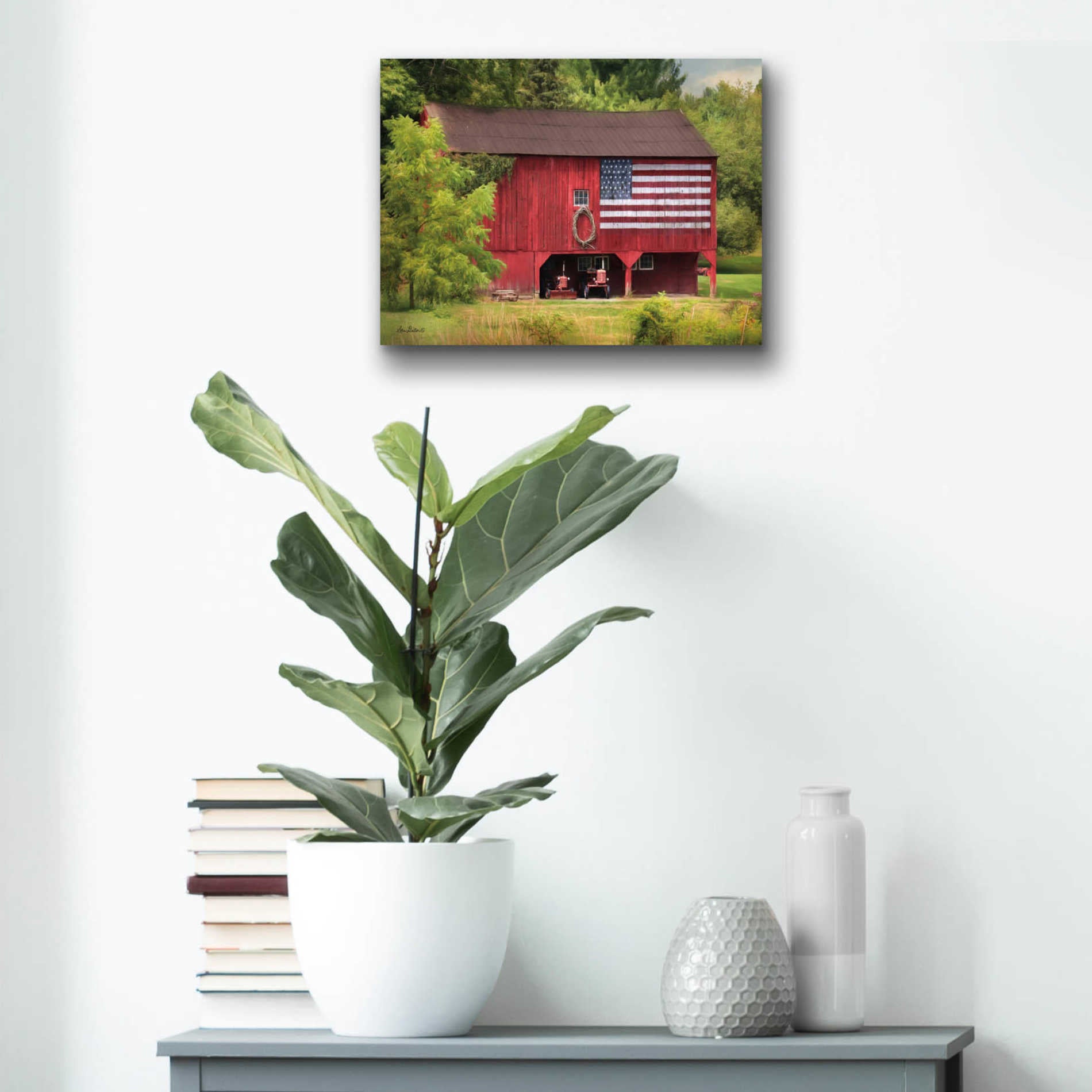 Epic Art 'Patriotic Farmer' by Lori Deiter Acrylic Glass Wall Art,16x12