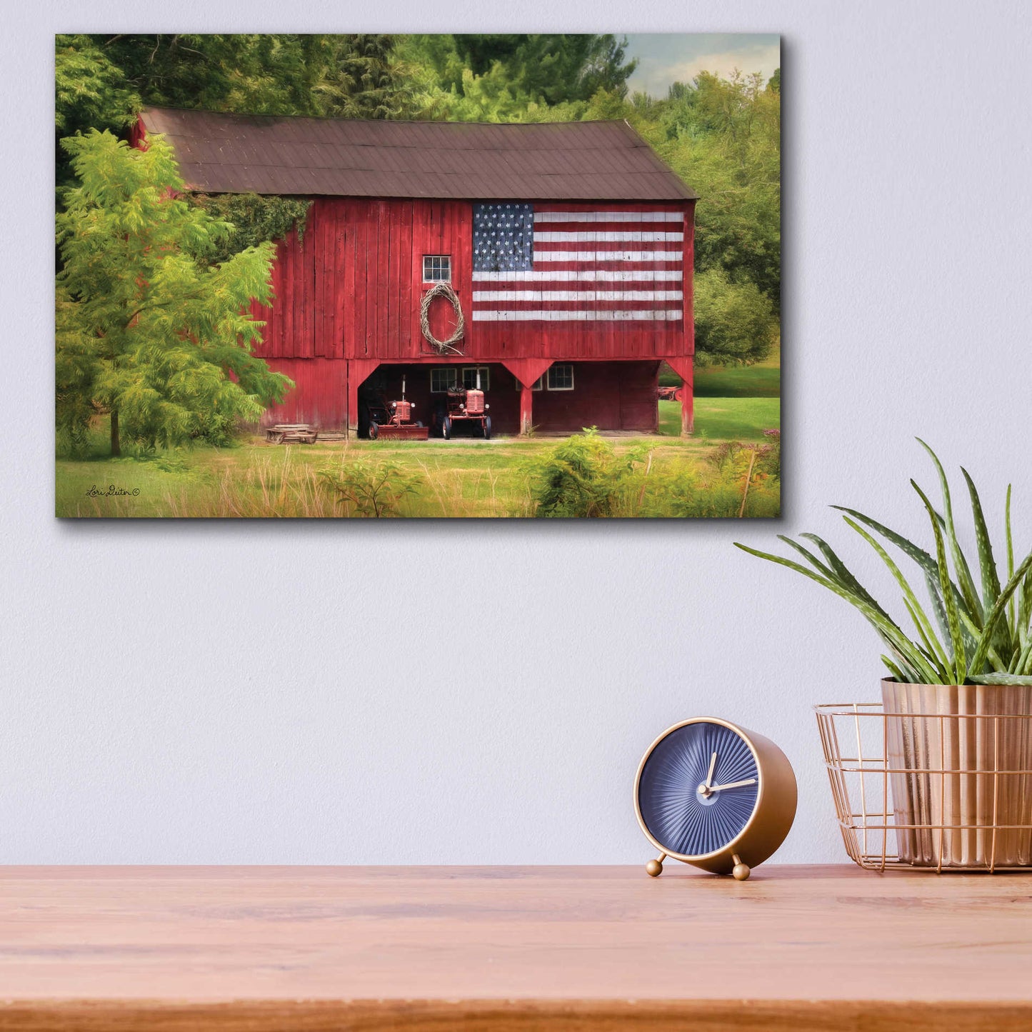 Epic Art 'Patriotic Farmer' by Lori Deiter Acrylic Glass Wall Art,16x12