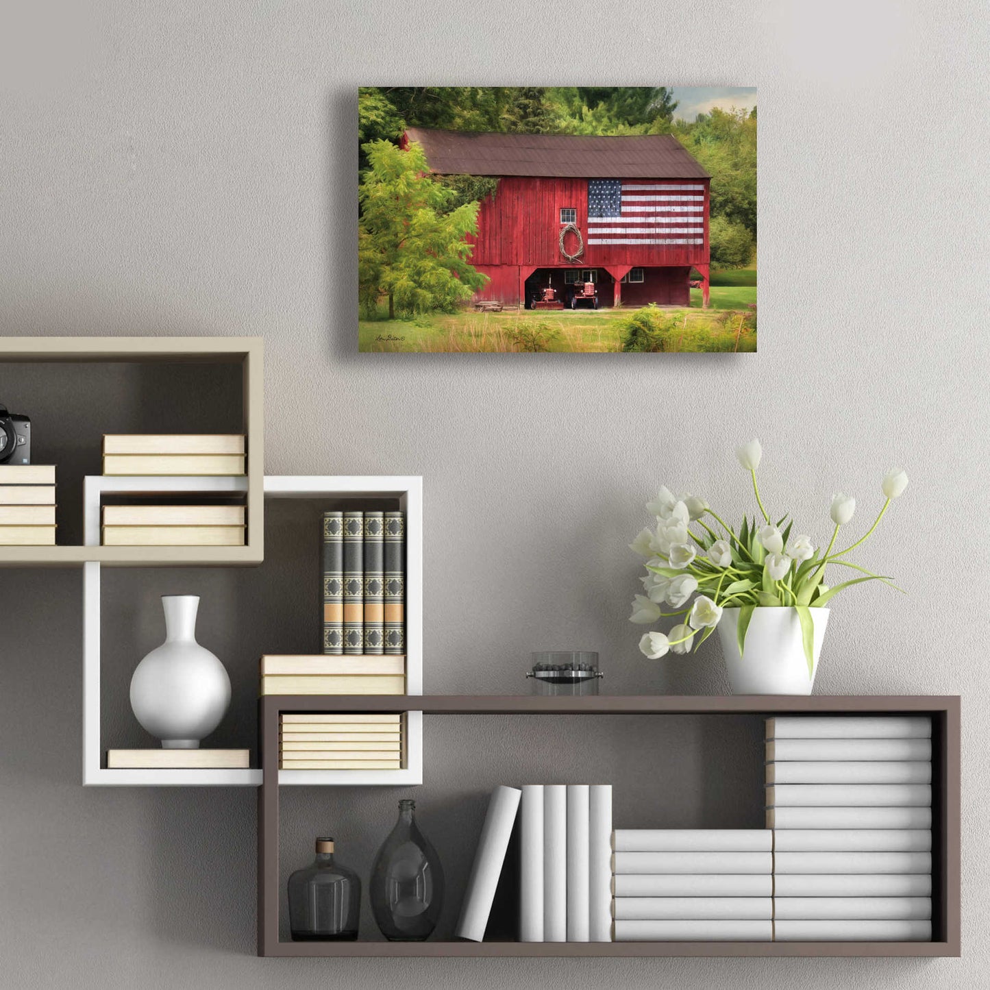 Epic Art 'Patriotic Farmer' by Lori Deiter Acrylic Glass Wall Art,24x16