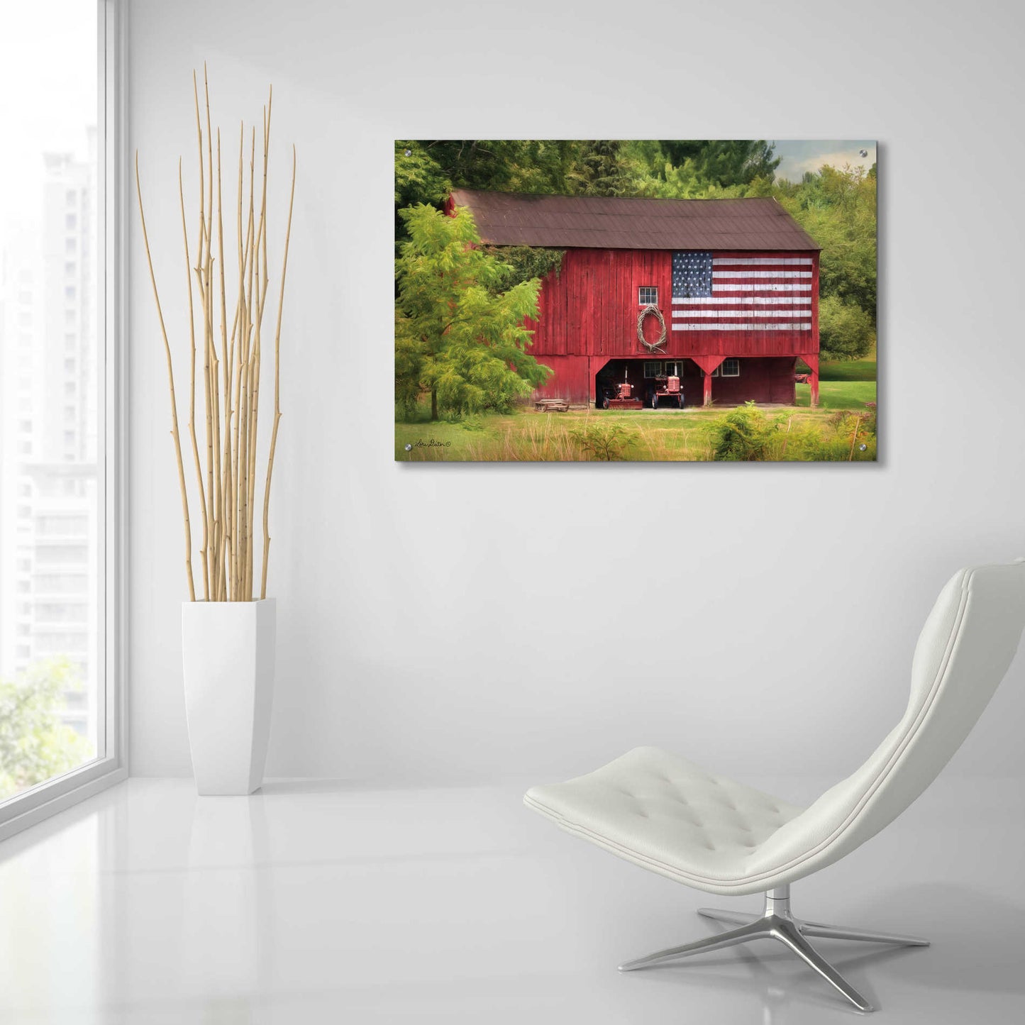 Epic Art 'Patriotic Farmer' by Lori Deiter Acrylic Glass Wall Art,36x24