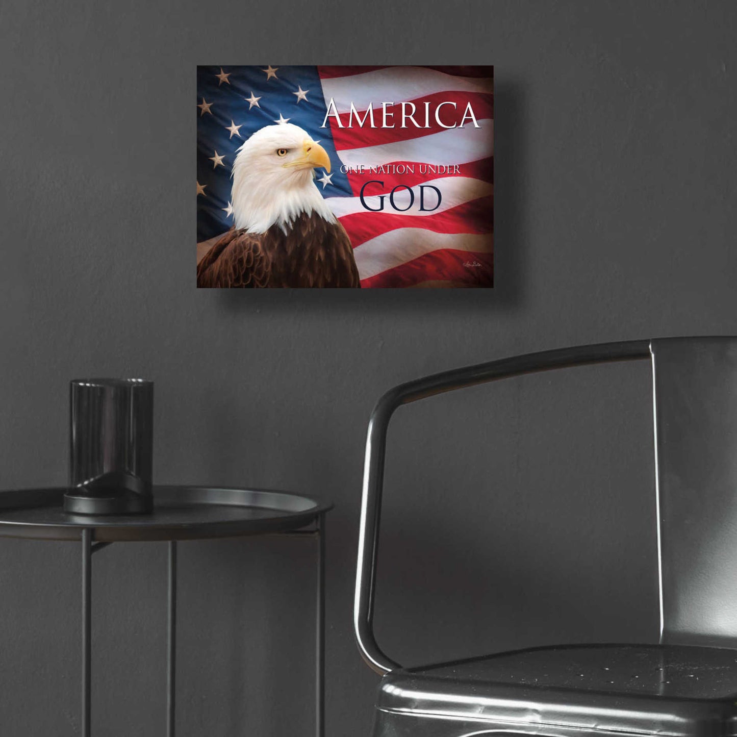 Epic Art 'One Nation Under God Flag' by Lori Deiter Acrylic Glass Wall Art,16x12